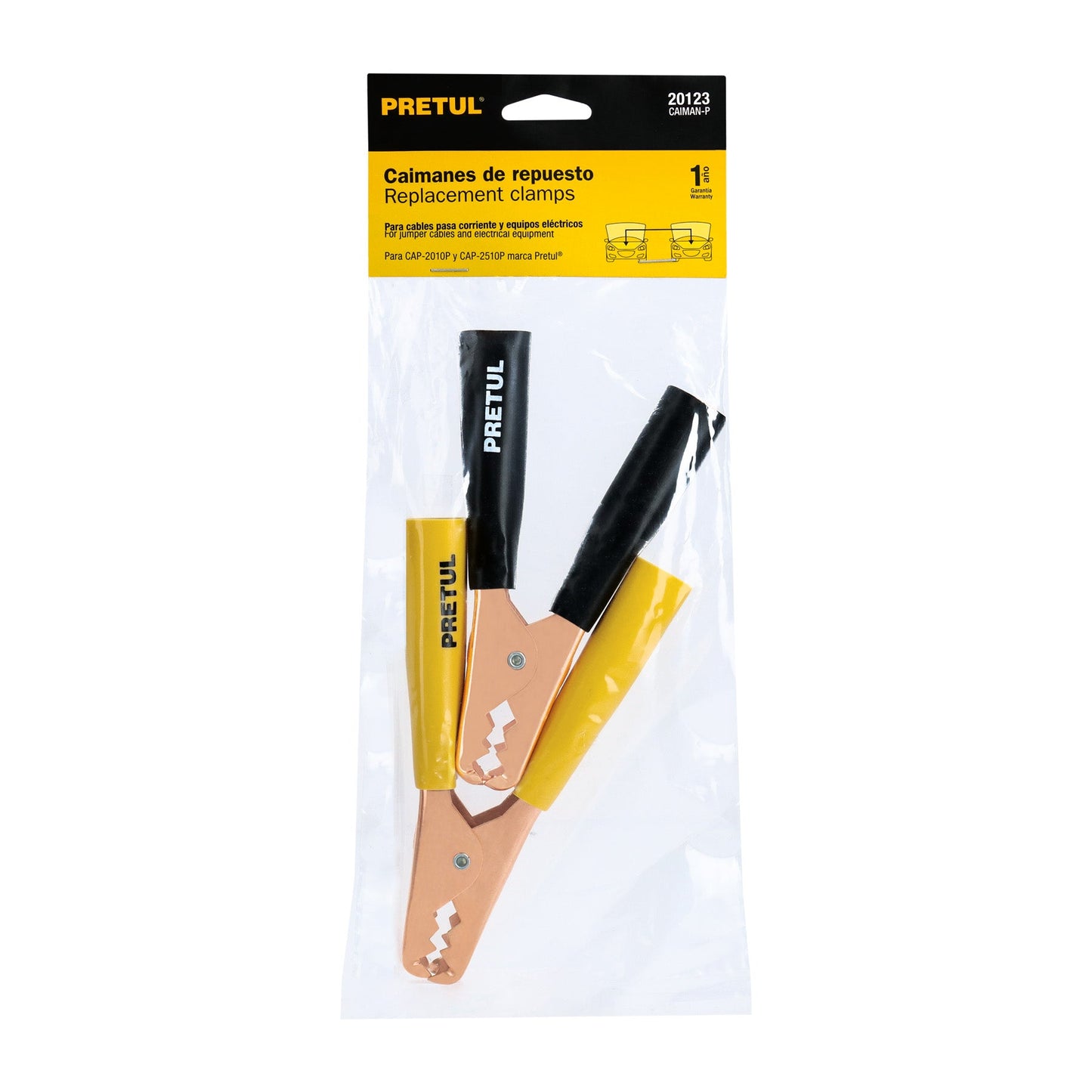 Caballete con 2 caimanes para cables pasa corriente, Pretul | CAIMAN-P | 20123