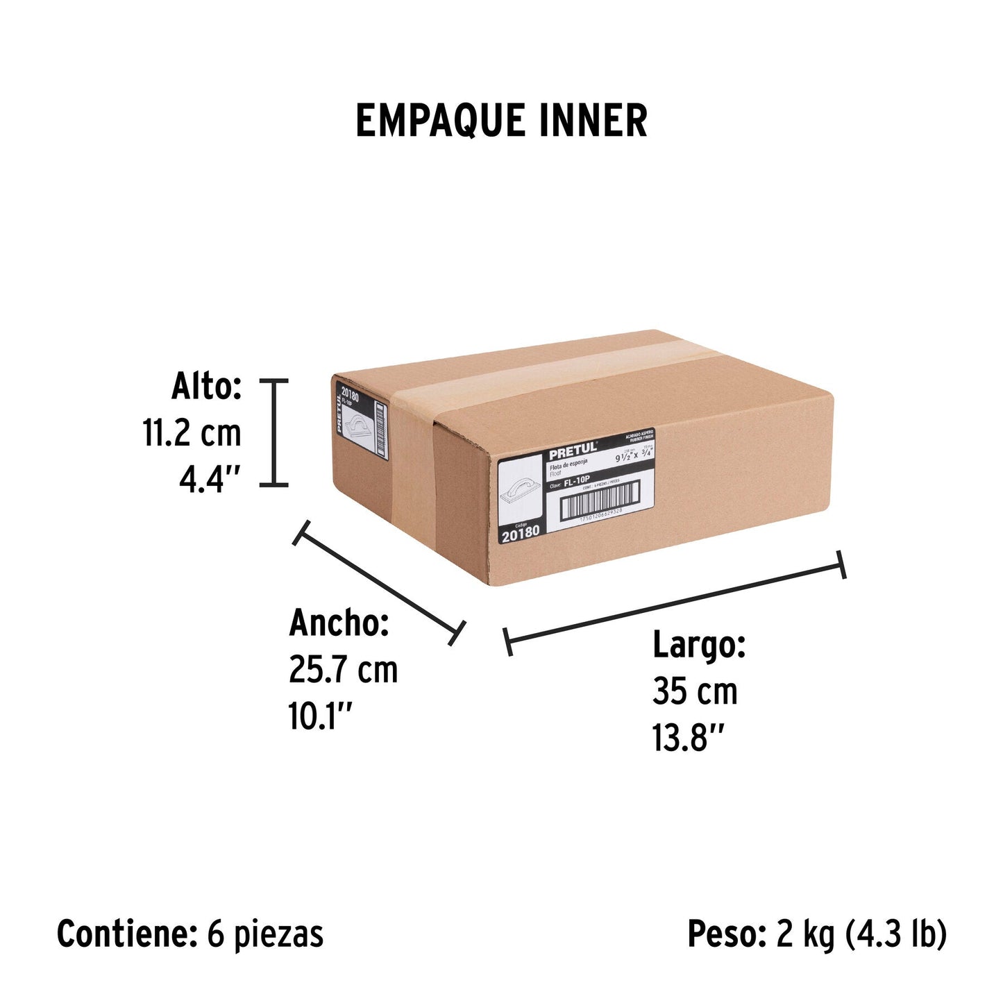 Flota de esponja 9-1/2' espesor 3/4', acabado áspero, PRETUL | FL-10P | 20180