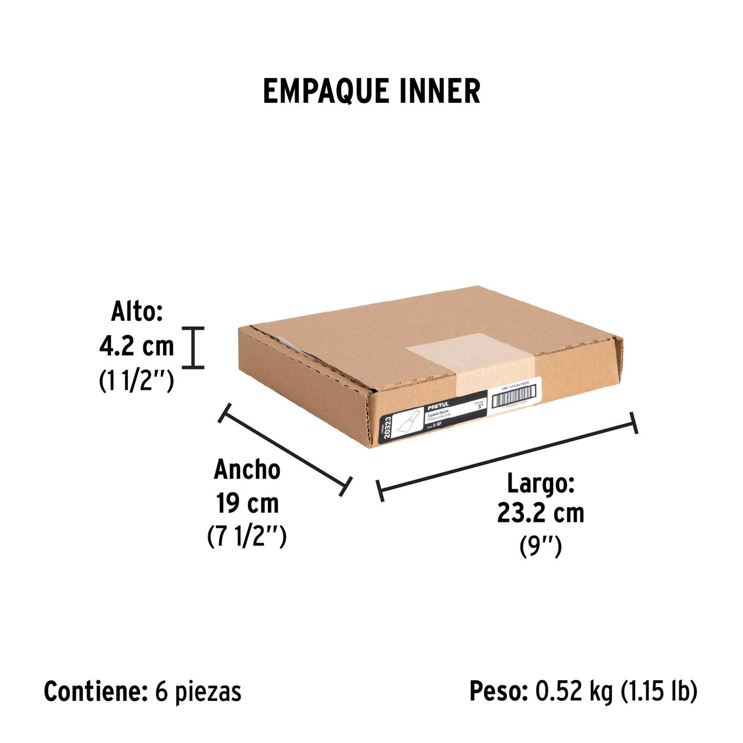 Espátula flexible 5' con mango de plástico, Pretul | E-5F | 20323