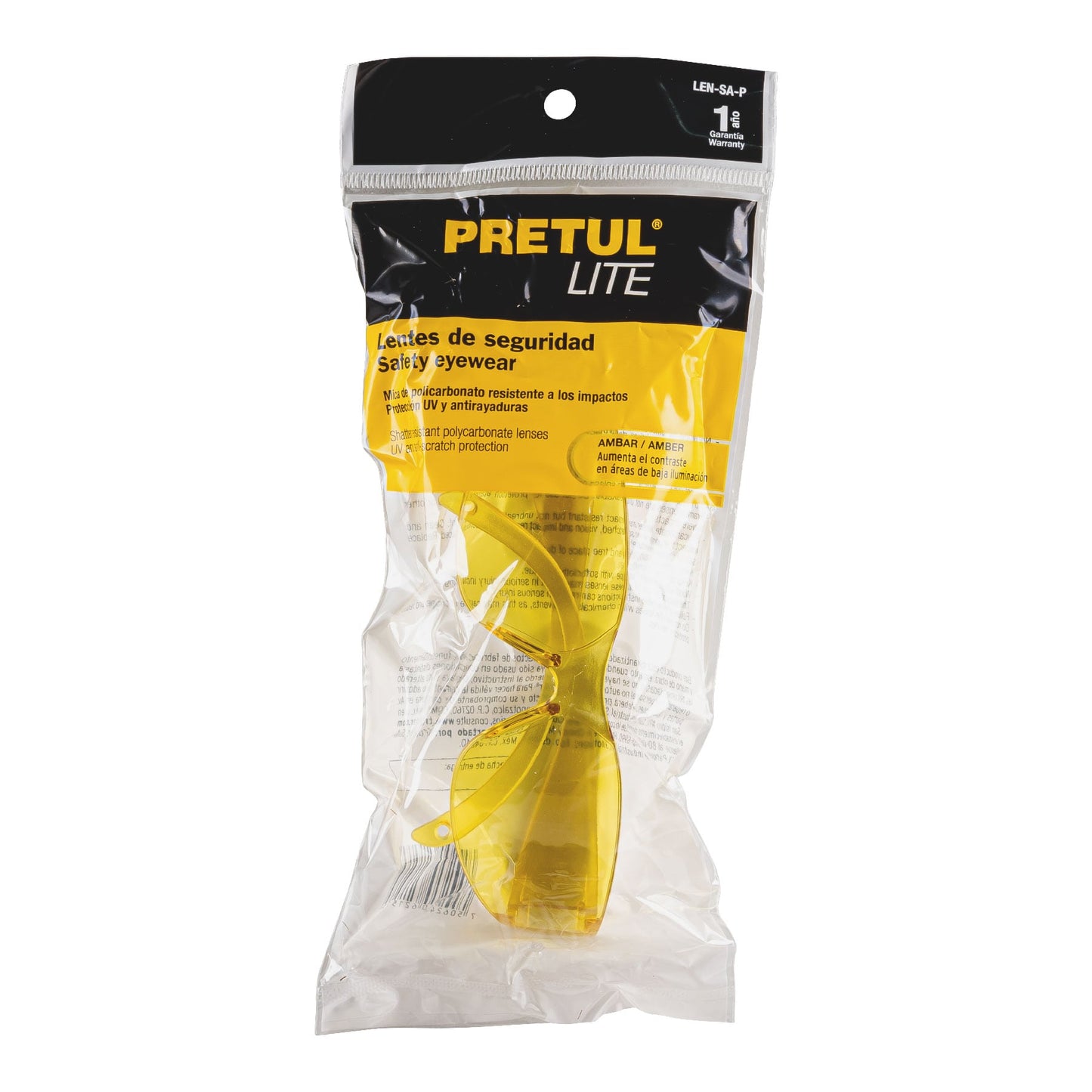 Lentes de seguridad ámbar, Pretul Lite | LEN-SA-P | 20403