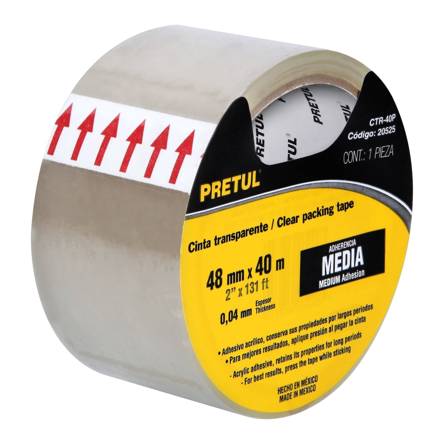 Cinta de empaque 48 mm x 40 m transparente, Pretul | CTR-40P | 20525