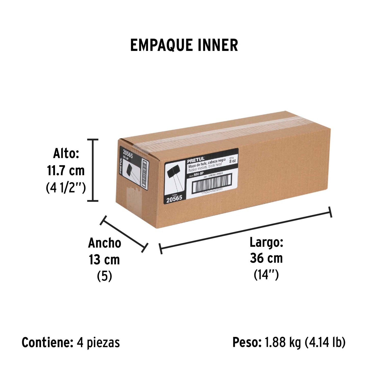 Mazo de hule, 8 oz, Pretul | MH-8P | 20565