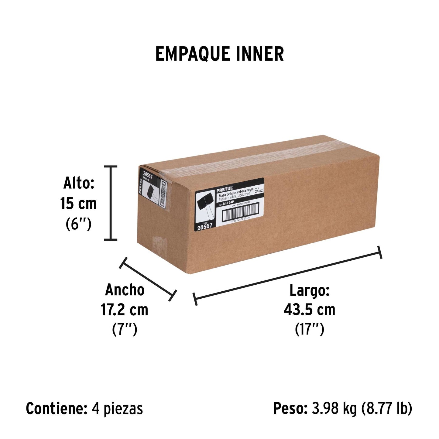 Mazo de hule, 24 oz, Pretul | MH-24P | 20567