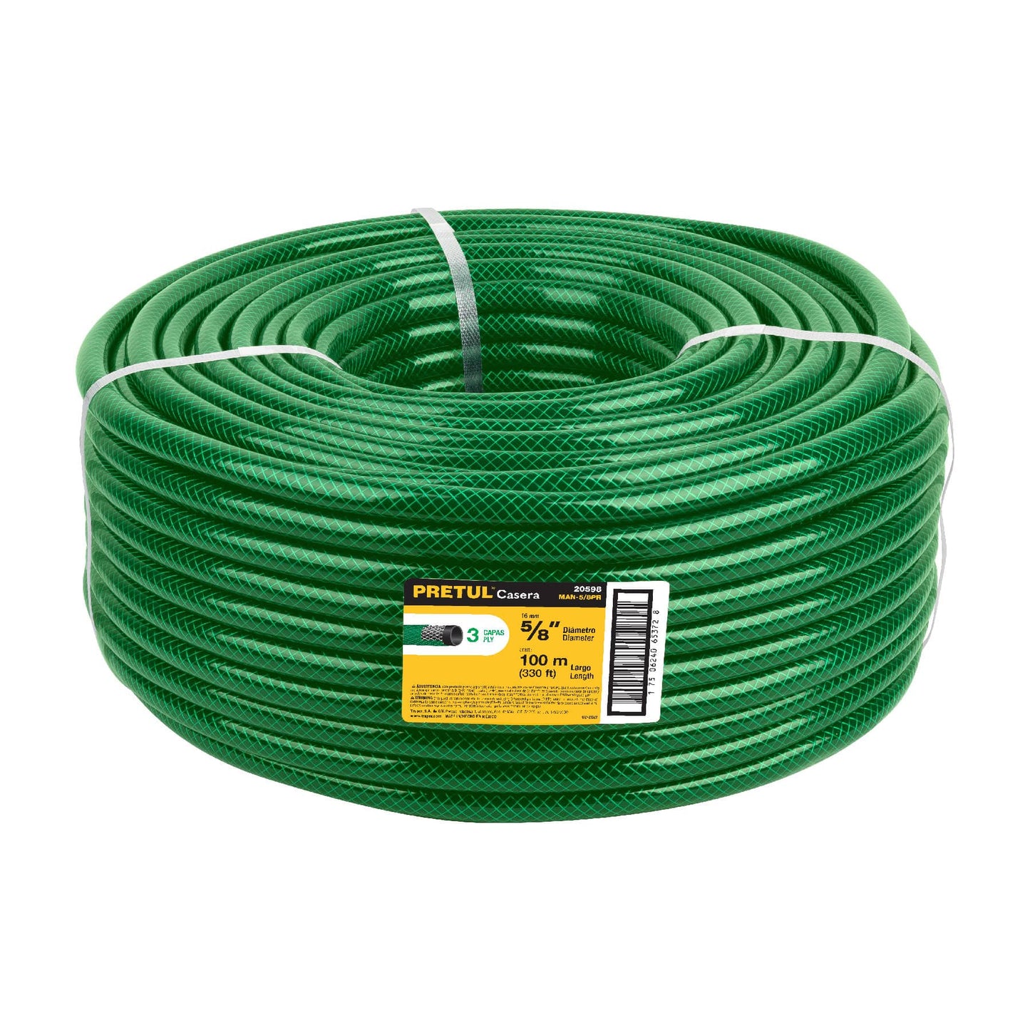 Metro de manguera 5/8' 3 capas en rollo de 100 m, Pretul | MAN-5/8PR | 20598