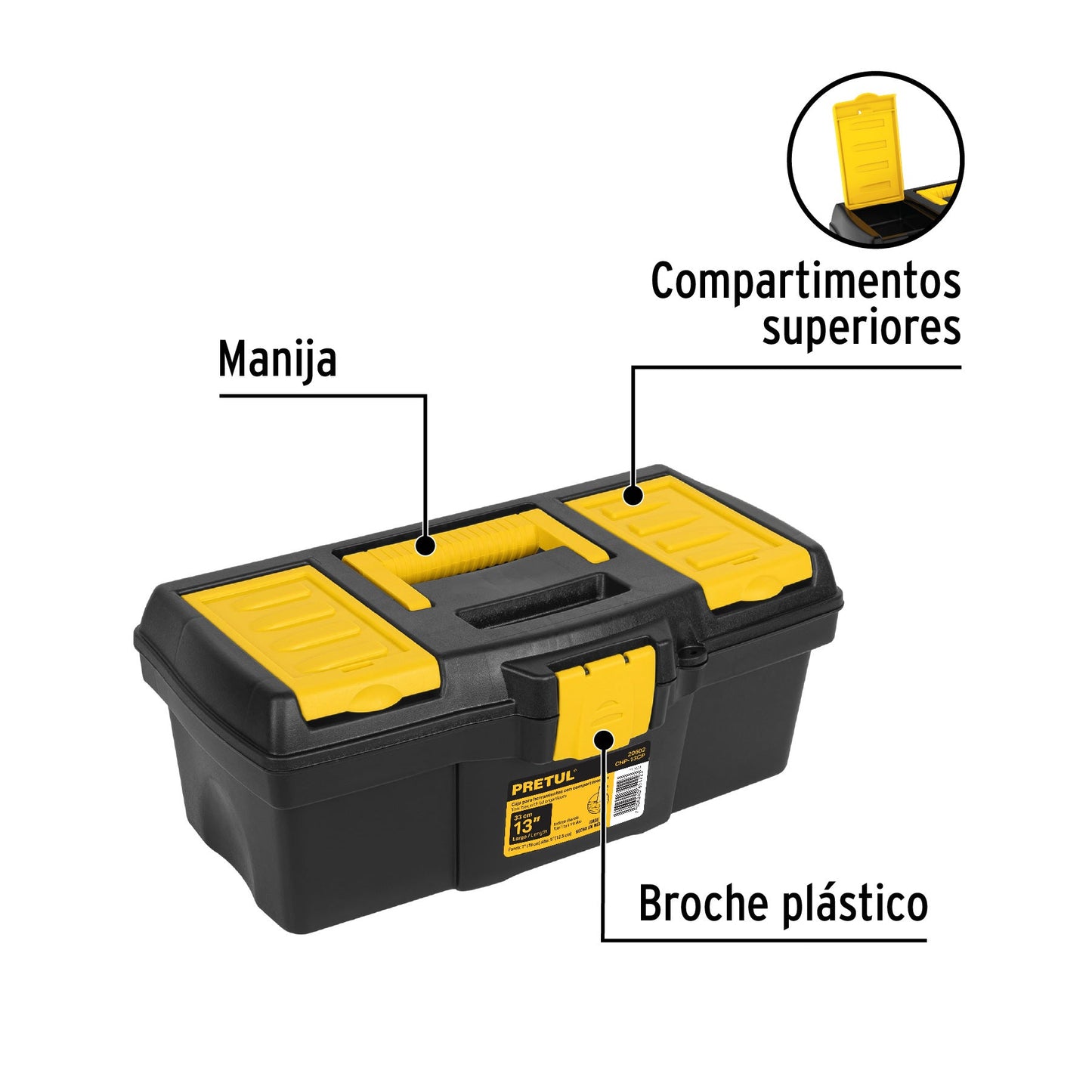Caja para herramienta de 13' con compartimentos, Pretul | CHP-13CP | 20602