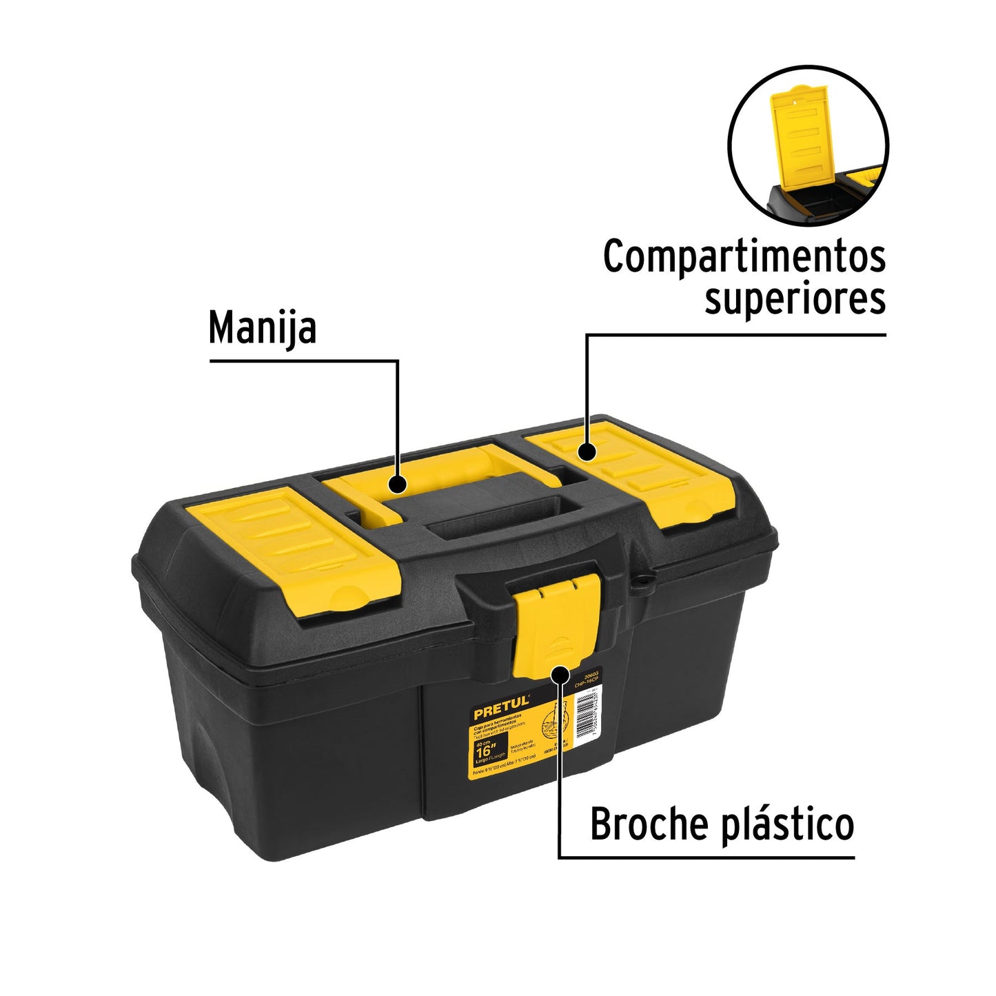 Caja para herramienta de 16' con compartimentos, Pretul | CHP-16CP | 20603