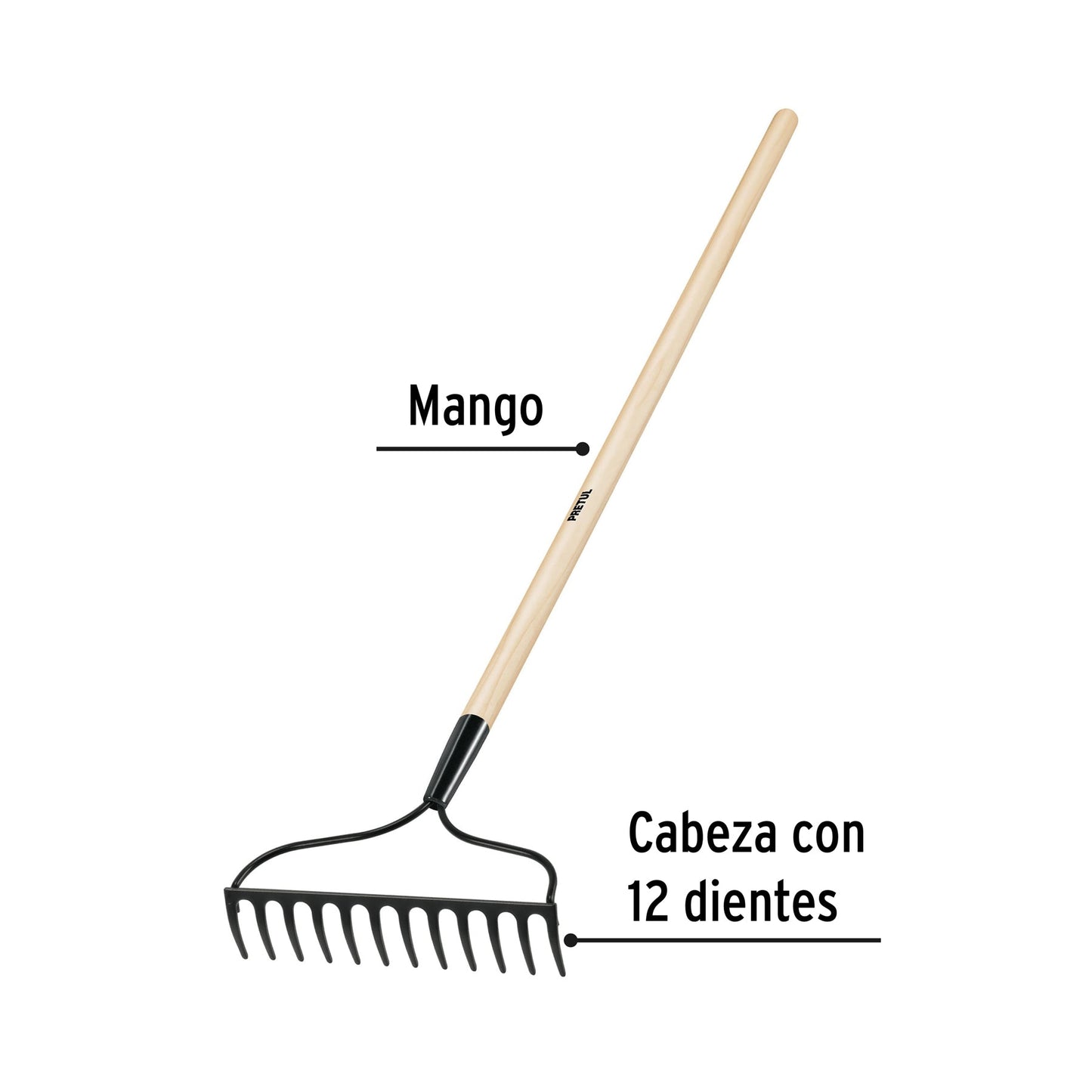 Rastrillo jardinero, 12 dientes, Pretul | R-12AL-P | 20613