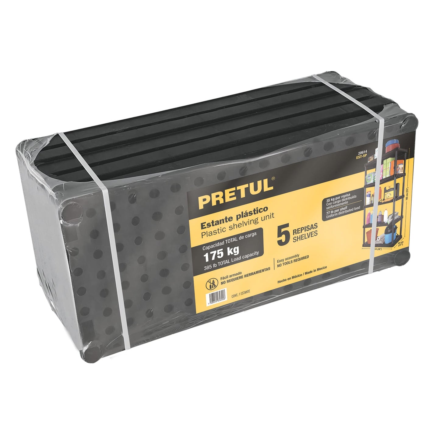 Estante plástico 5 repisas cap. 35 Kg, 180x44x92, PRETUL | EST-5P | 20614