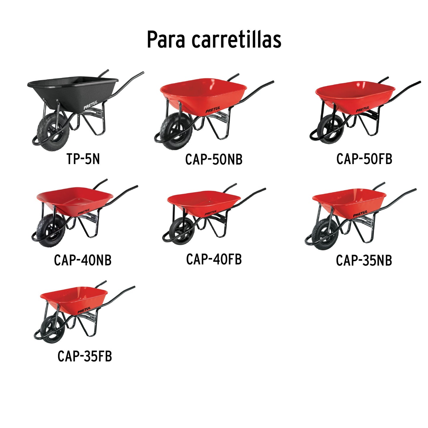 Tornilleria,chumaceras y eje,carretilla TP-5N y rojas PRETUL | JT-RP | 20639