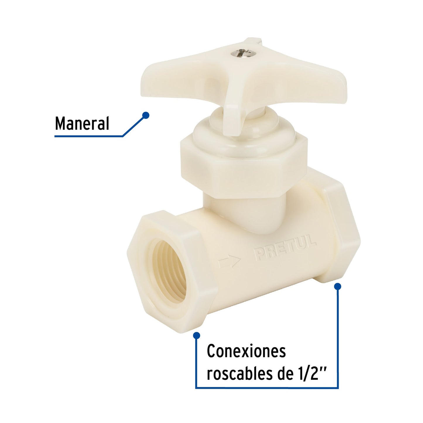 Válvula globo de ABS 1/2' roscable, Pretul | GLRO-1/2P | 20665