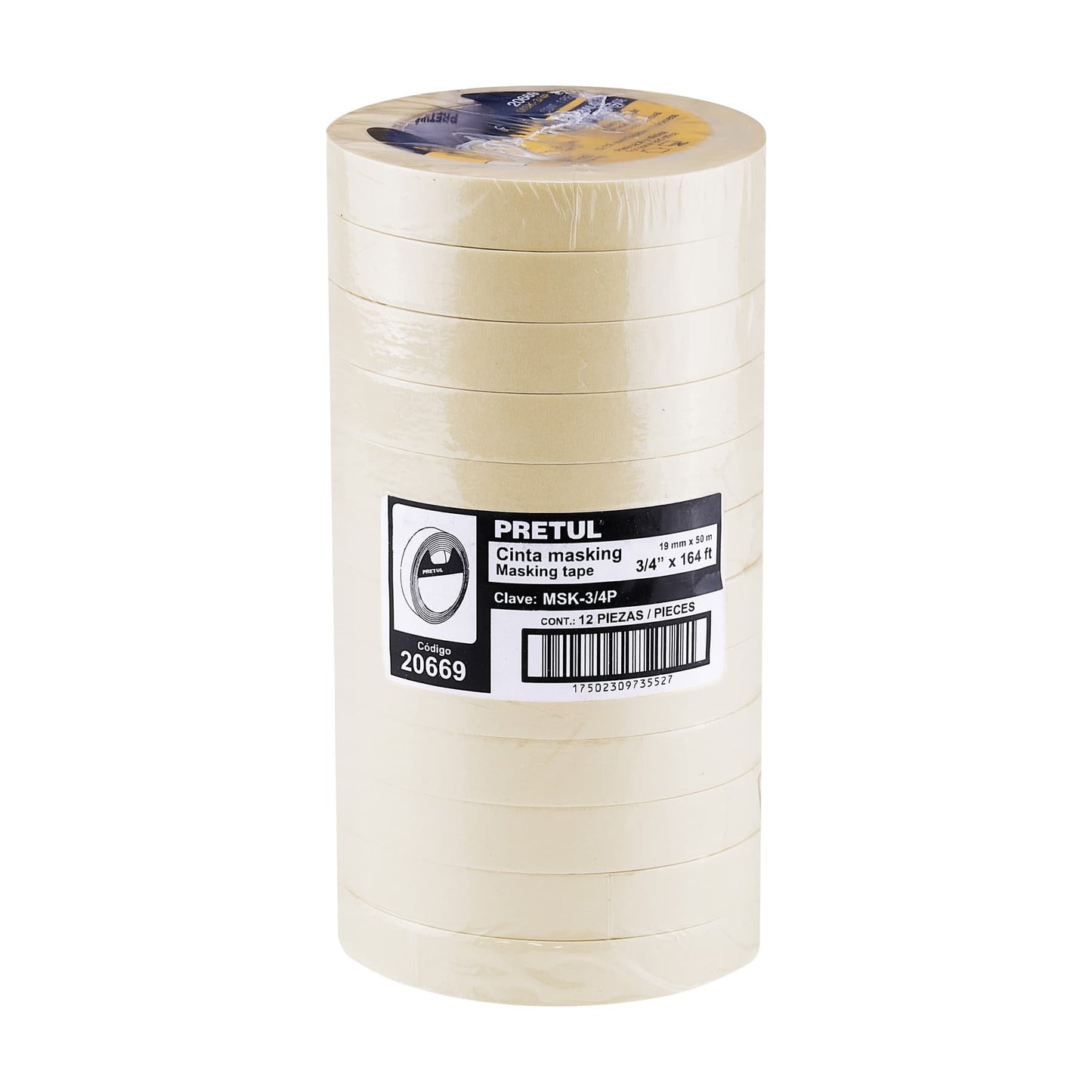 Cinta masking tape de 3/4' x 50 m, Pretul | MSK-3/4P | 20669