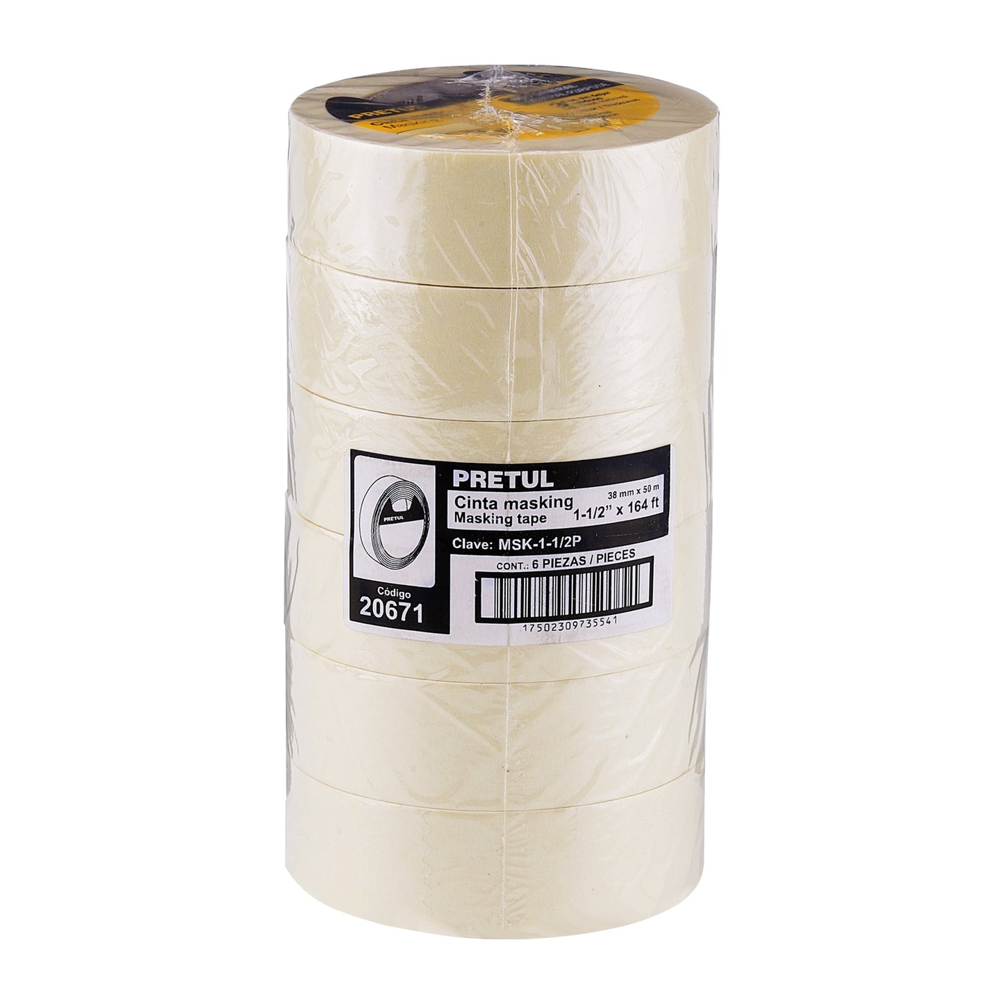 Cinta masking tape de 1-1/2' x 50 m, Pretul | MSK-1-1/2P | 20671