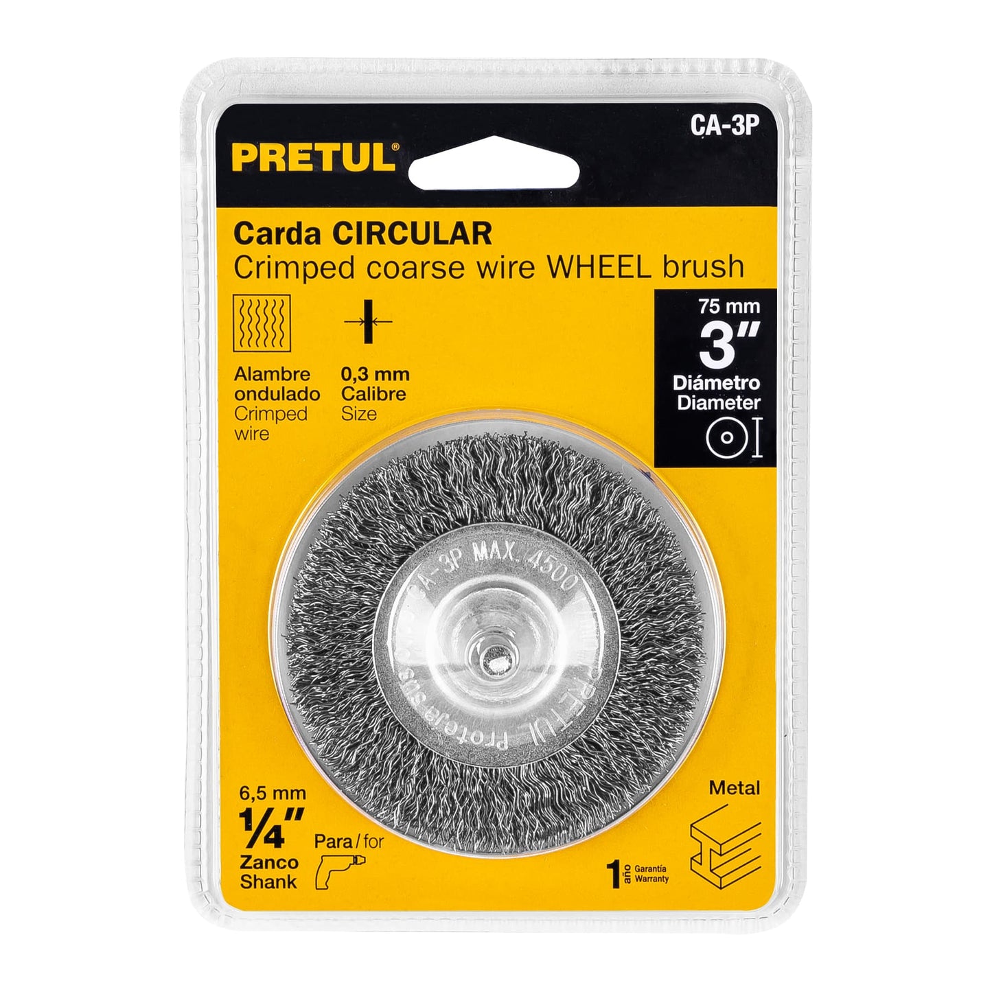 Carda circular 3' alambre grueso para taladro, Pretul | CA-3P | 21003