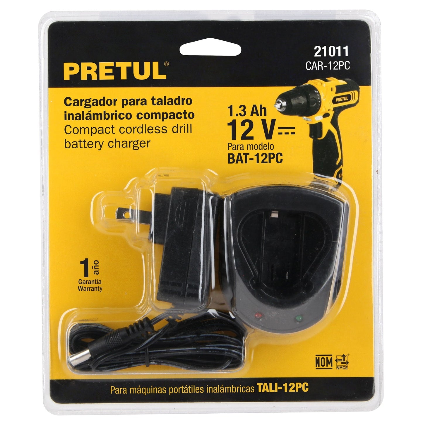 Cargador baterías de ion litio 12V, para TALI-12PC, PRETUL | CAR-12PC | 21011