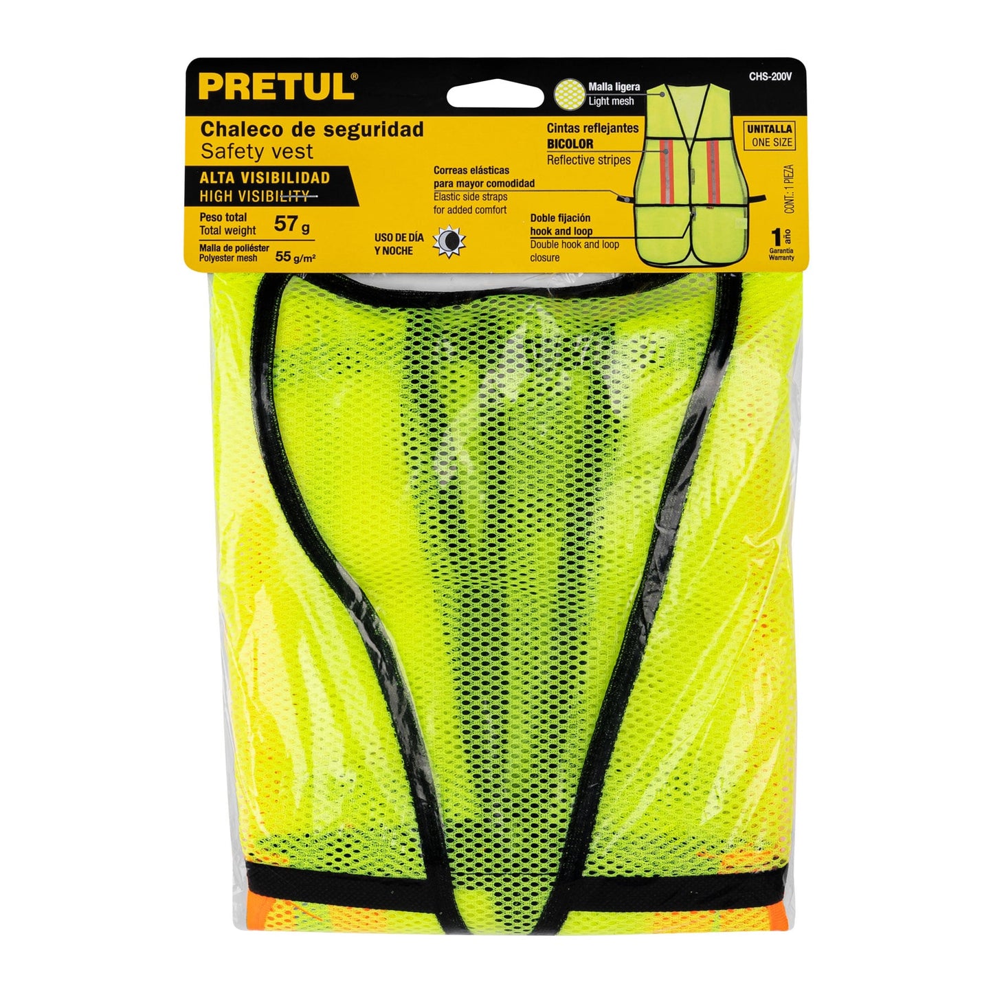 Chaleco de seguridad con cintas reflejantes, verde, Pretul | CHS-200V | 21026