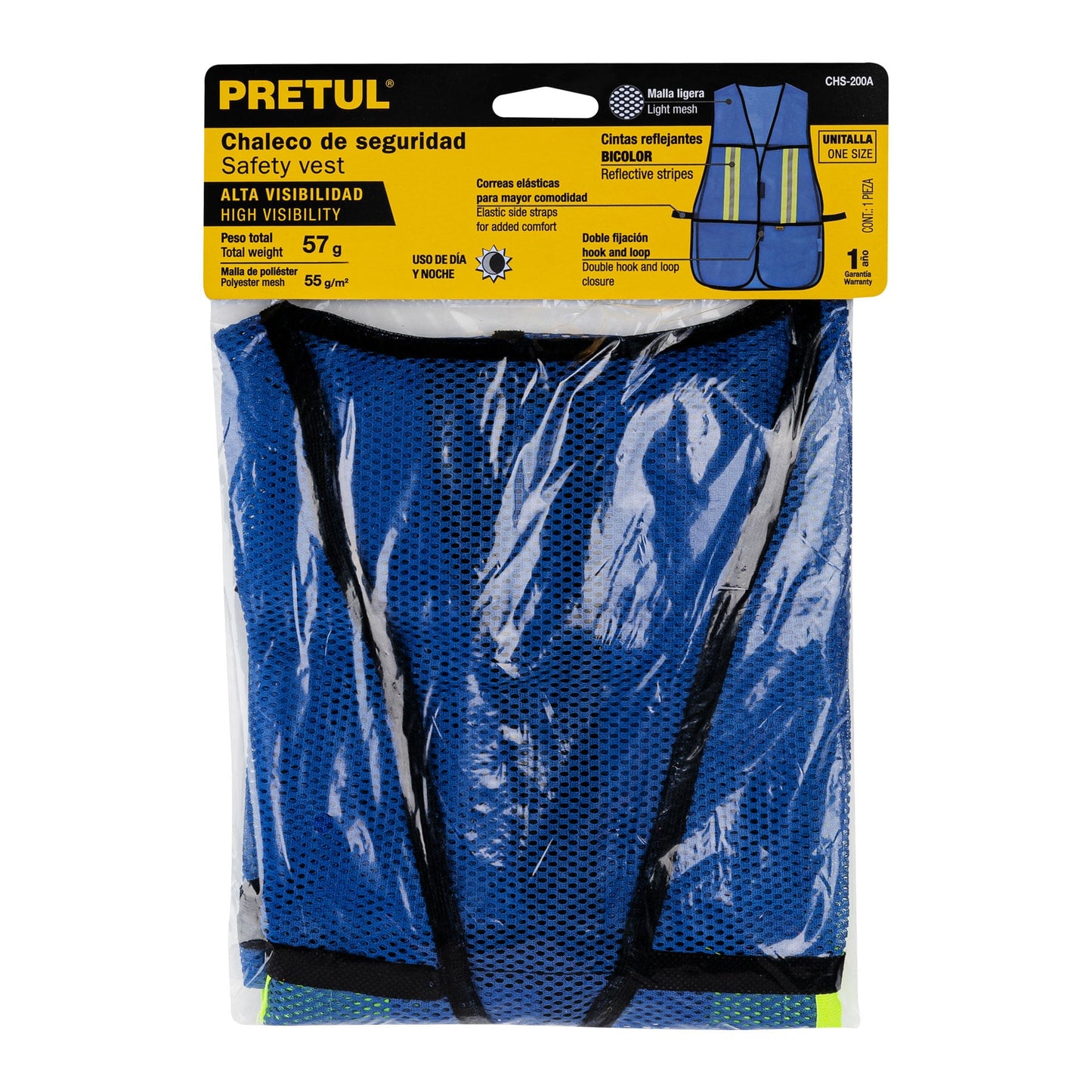 Chaleco de seguridad con cintas reflejantes, azul, Pretul | CHS-200A | 21027