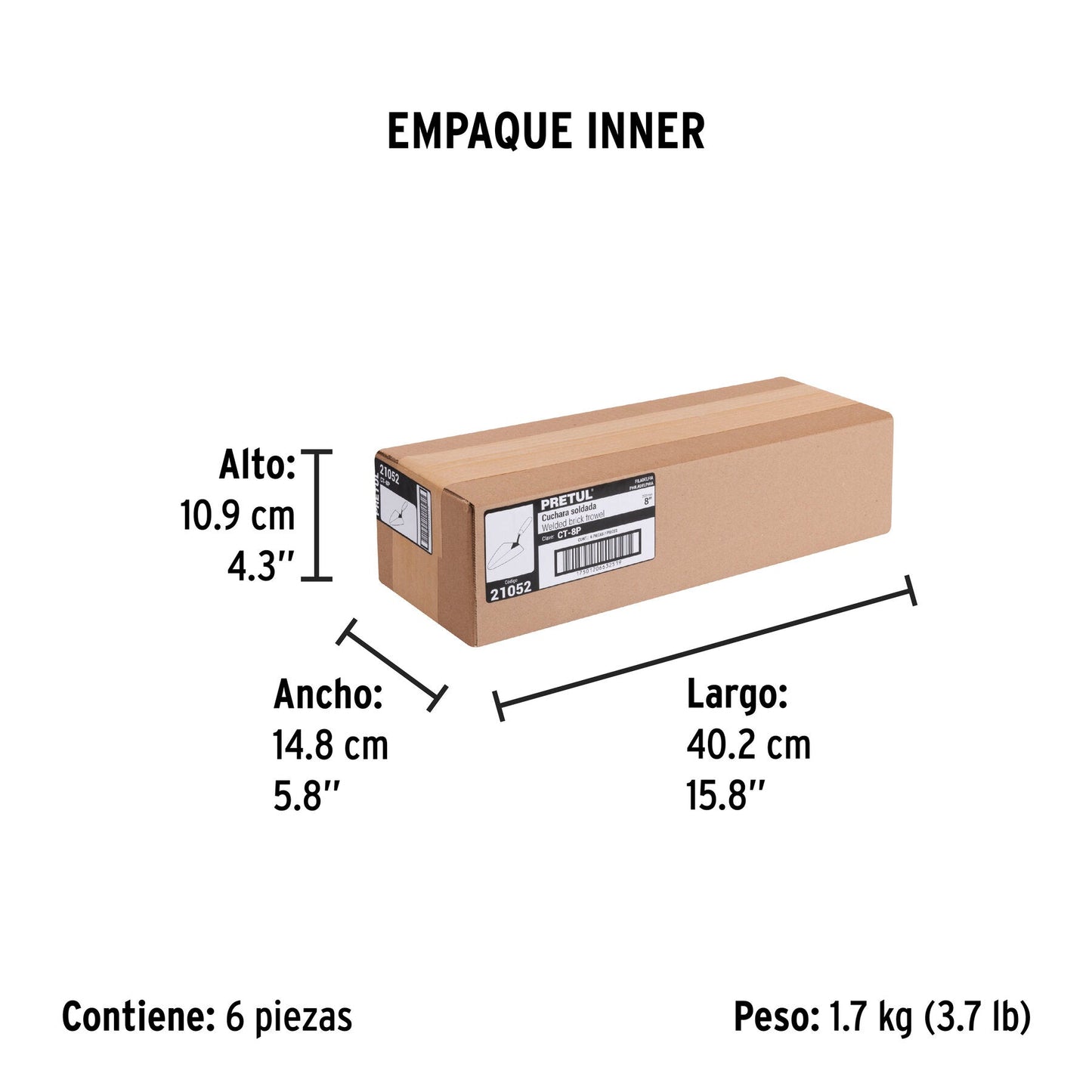 Cuchara para albañil 8' tipo Filadelfia, PRETUL | CT-8P | 21052