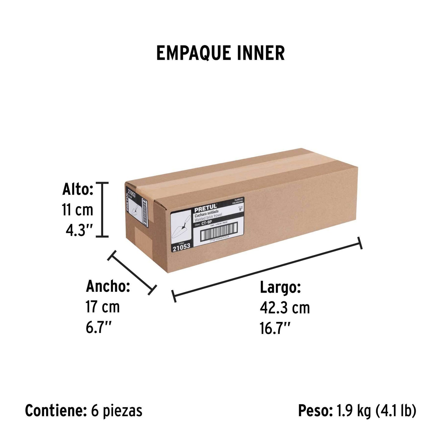 Cuchara para albañil 9' tipo Filadelfia, PRETUL | CT-9P | 21053