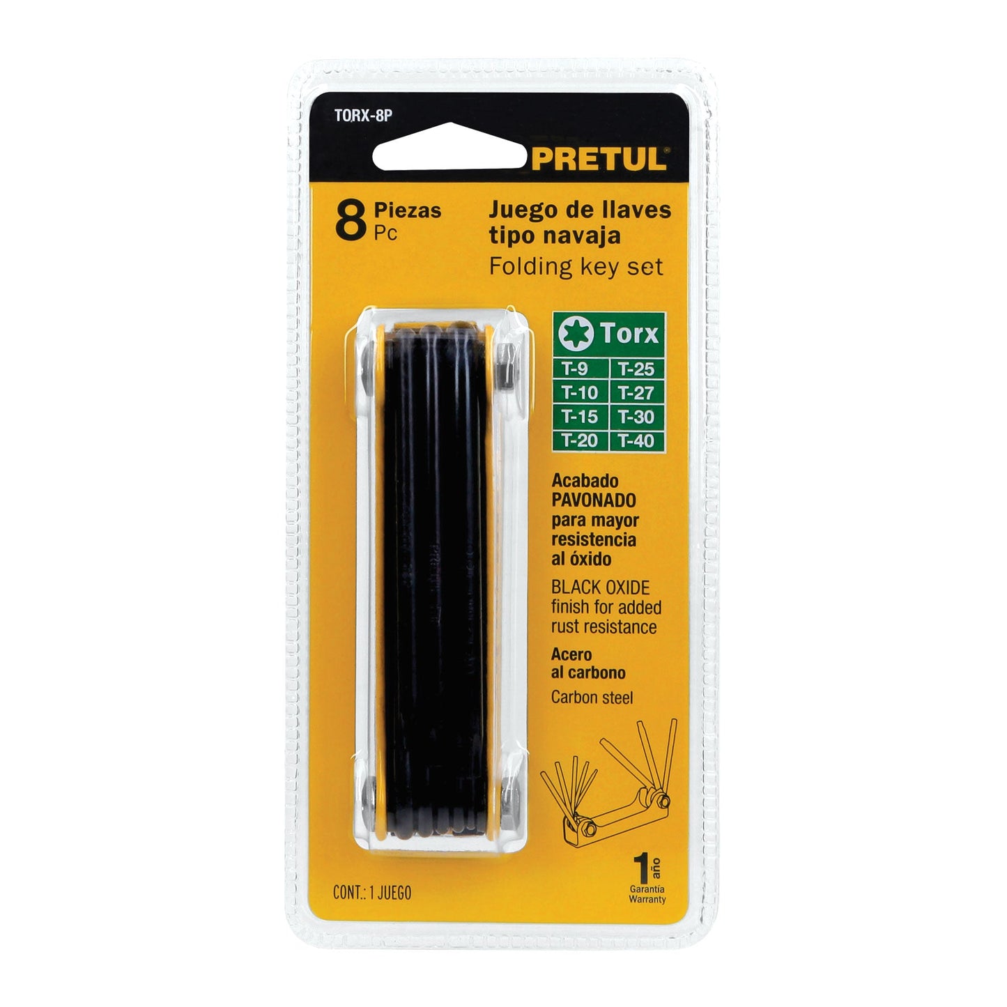 Juego de 8 llaves torx tipo navaja, cuerpo de lámina, PRETUL | TORX-8P | 21395