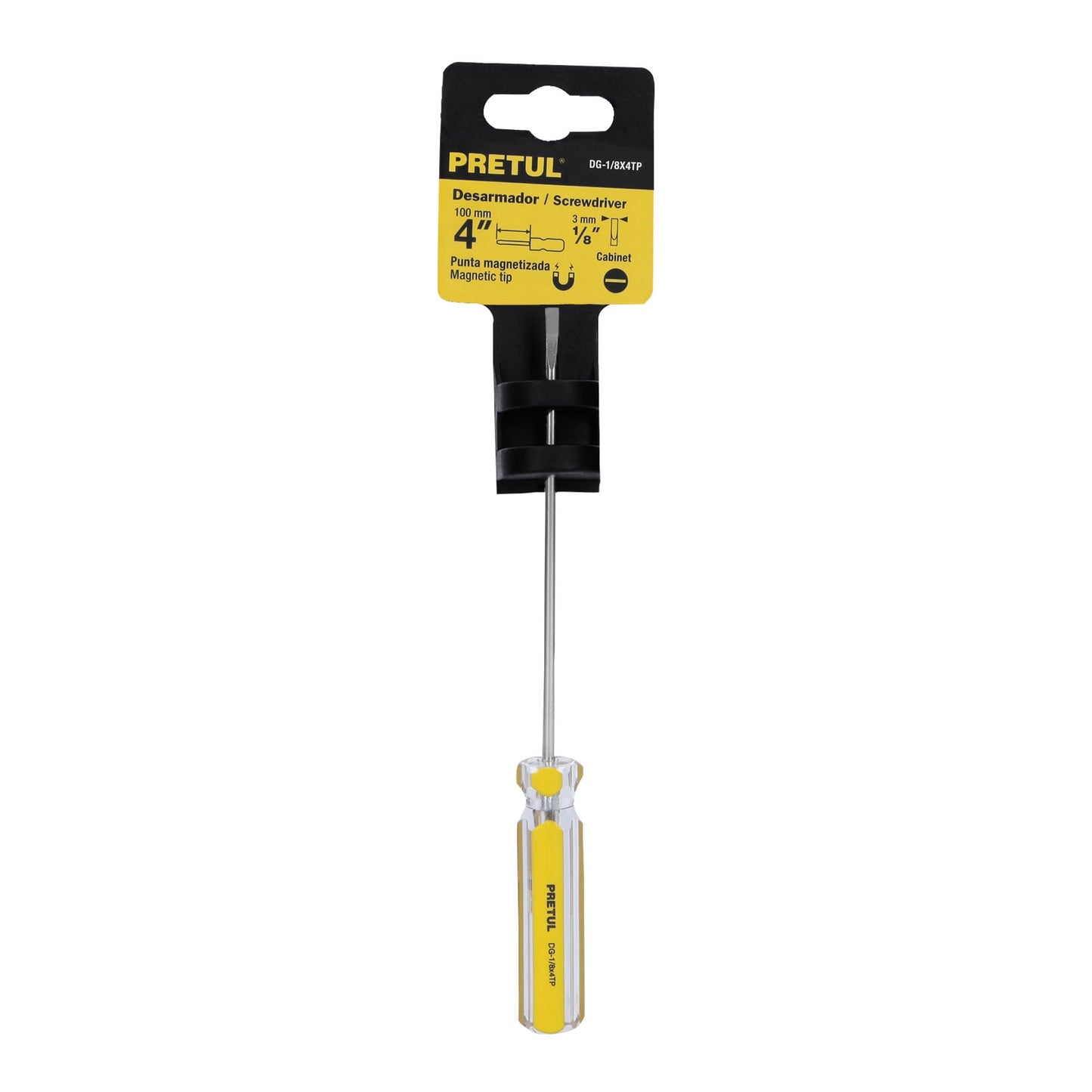 Desarmador cabinet 1/8 x 4' mango de PVC, Pretul | DG-1/8X4TP | 21464