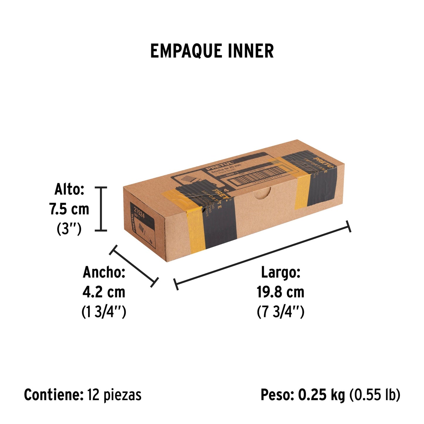 Brocha uso general de 1' con mango de plástico, Pretul | BRP-1 | 21524