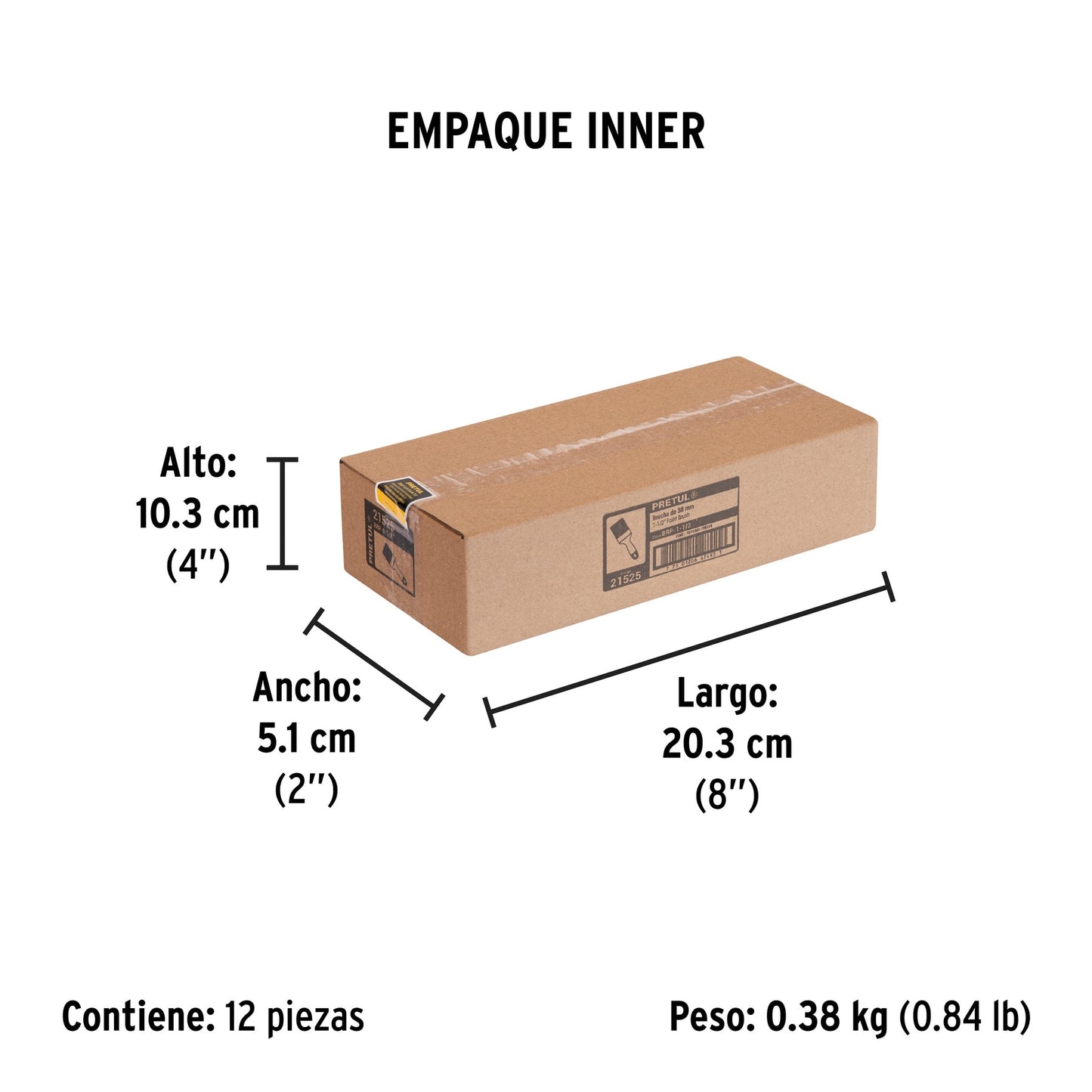 Brocha uso general de 1-1/2' con mango de plástico, Pretul | BRP-1-1/2 | 21525