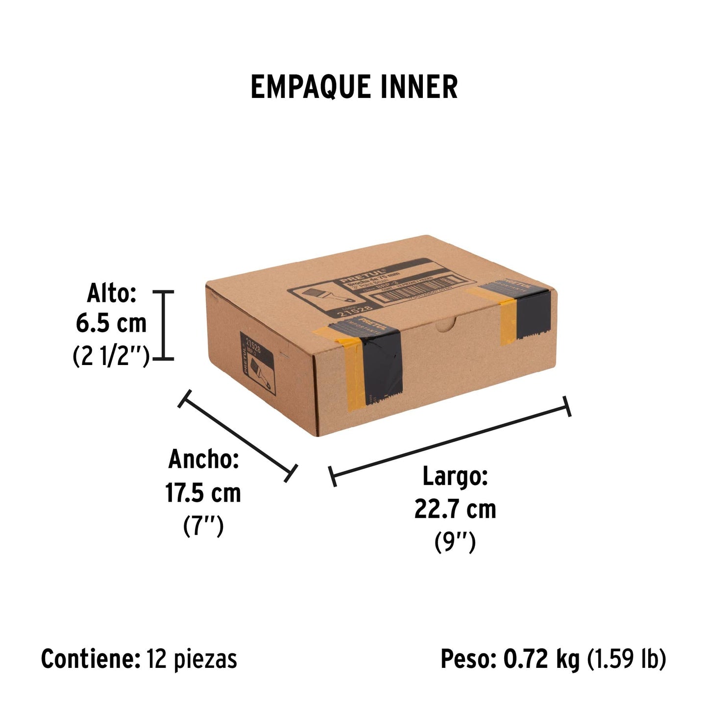 Brocha uso general de 3' con mango de plástico, Pretul | BRP-3 | 21528