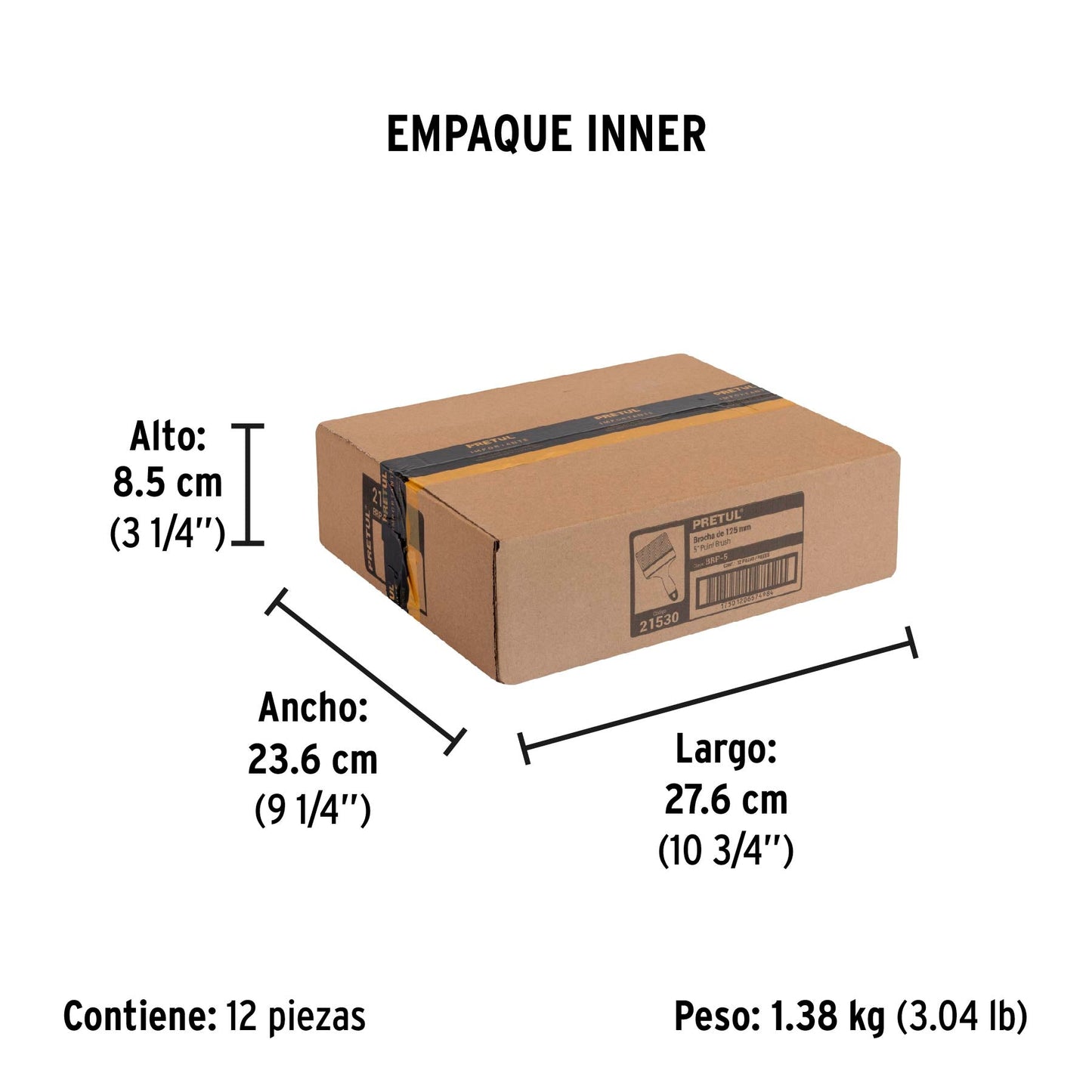 Brocha uso general de 5' con mango de plástico, Pretul | BRP-5 | 21530