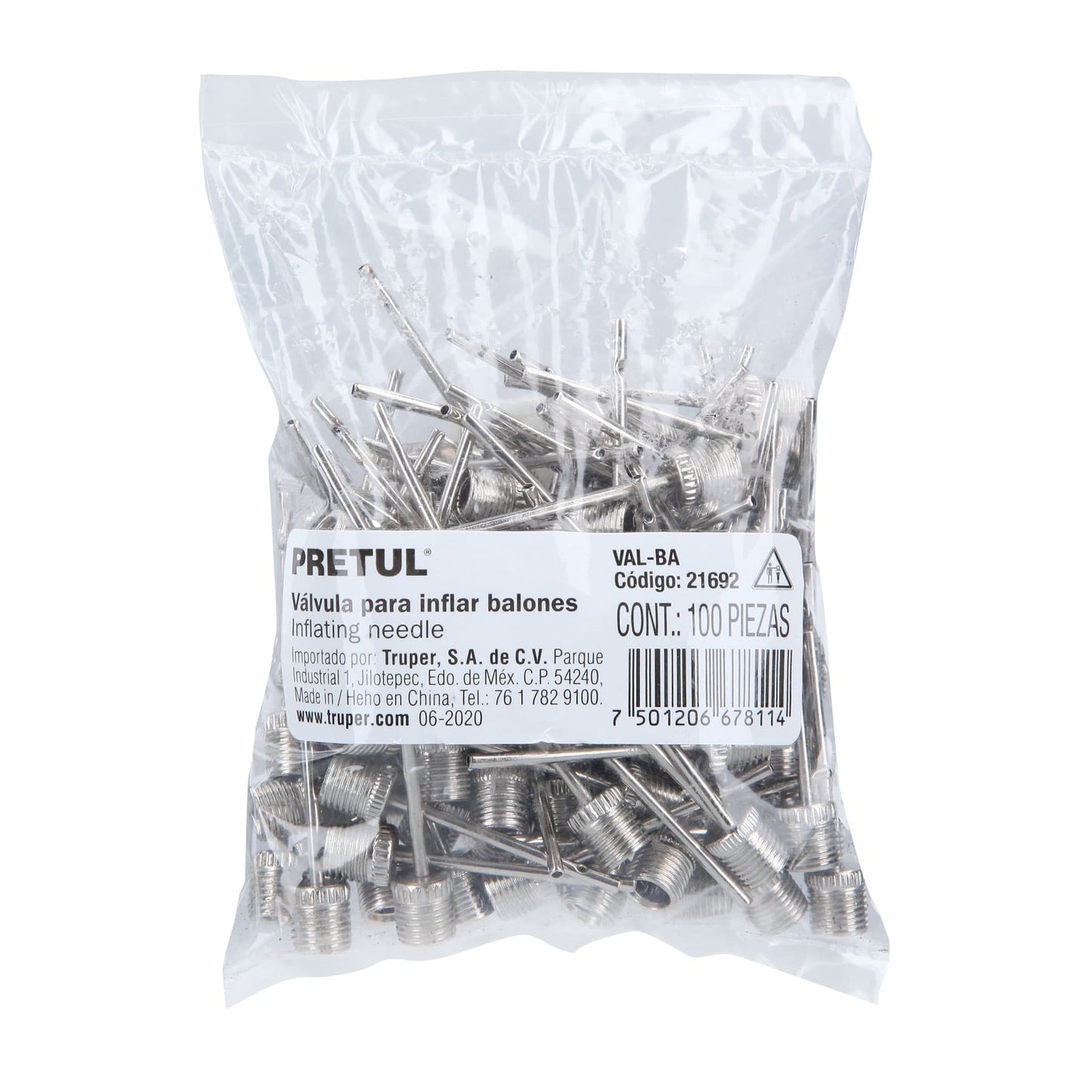 Bolsa con 100 válvulas para inflar balones, PRETUL | VAL-BA | 21692