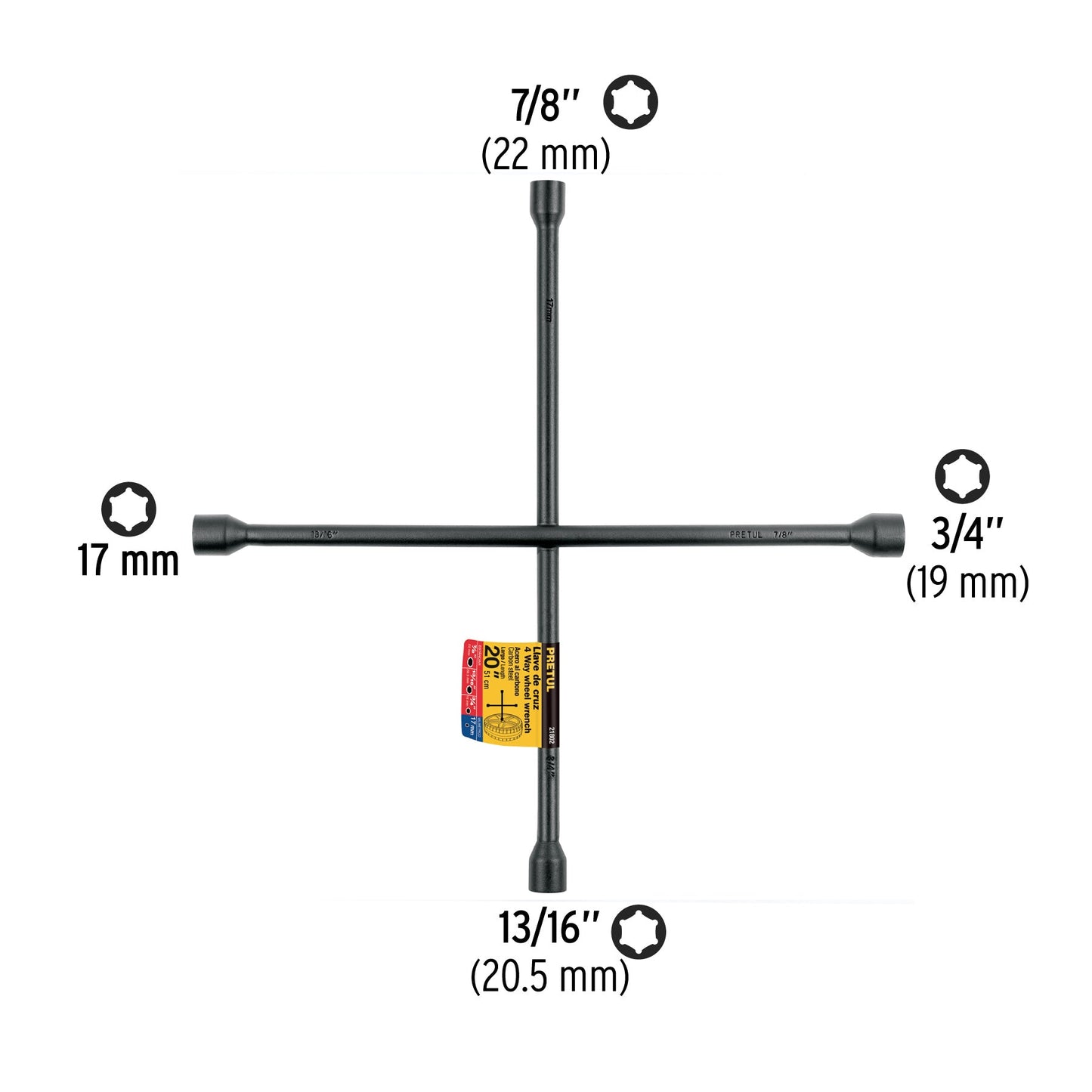 Llave de cruz 20', acabado negro mate, PRETUL | LLCR-20P | 21802