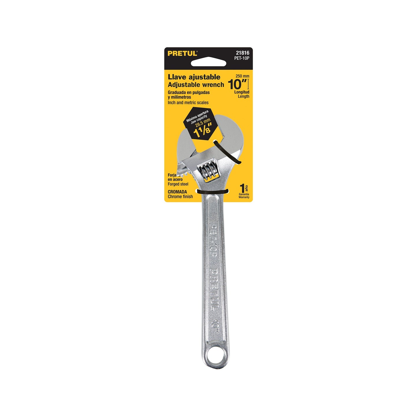 Llave ajustable (perico) 10' cromada, Pretul | PET-10P | 21816
