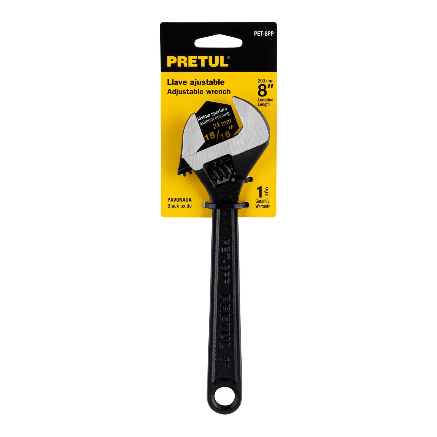 Llave ajustable (perico) 8' pavonada, Pretul | PET-8PP | 21823