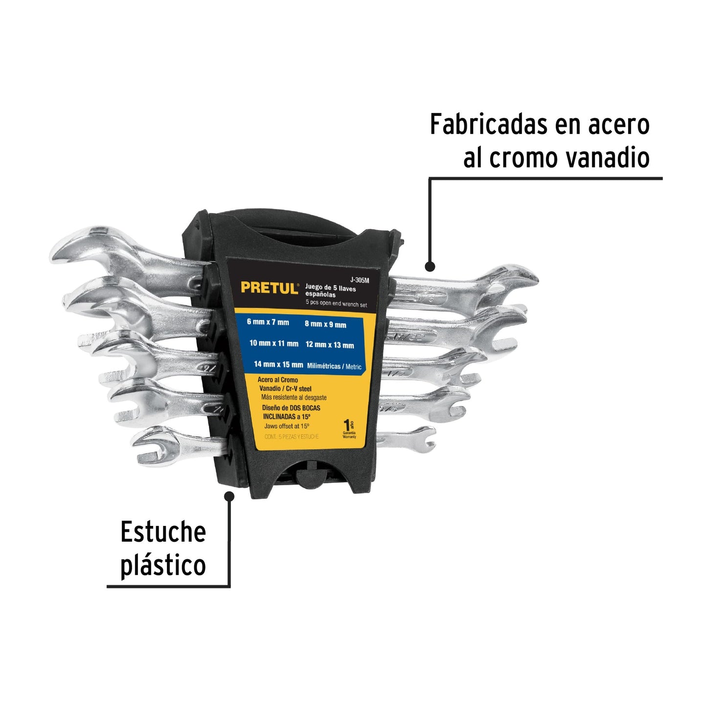 Juego de 5 llaves españolas mm, PRETUL | J-305M | 22001