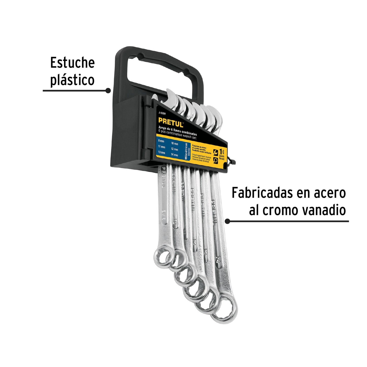 Juego de 6 llaves combinadas mm, PRETUL | J-206M | 22017