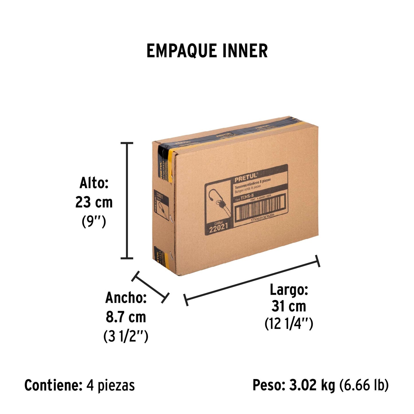 Juego de 8 tensores elásticos, Pretul | TENS-8 | 22021