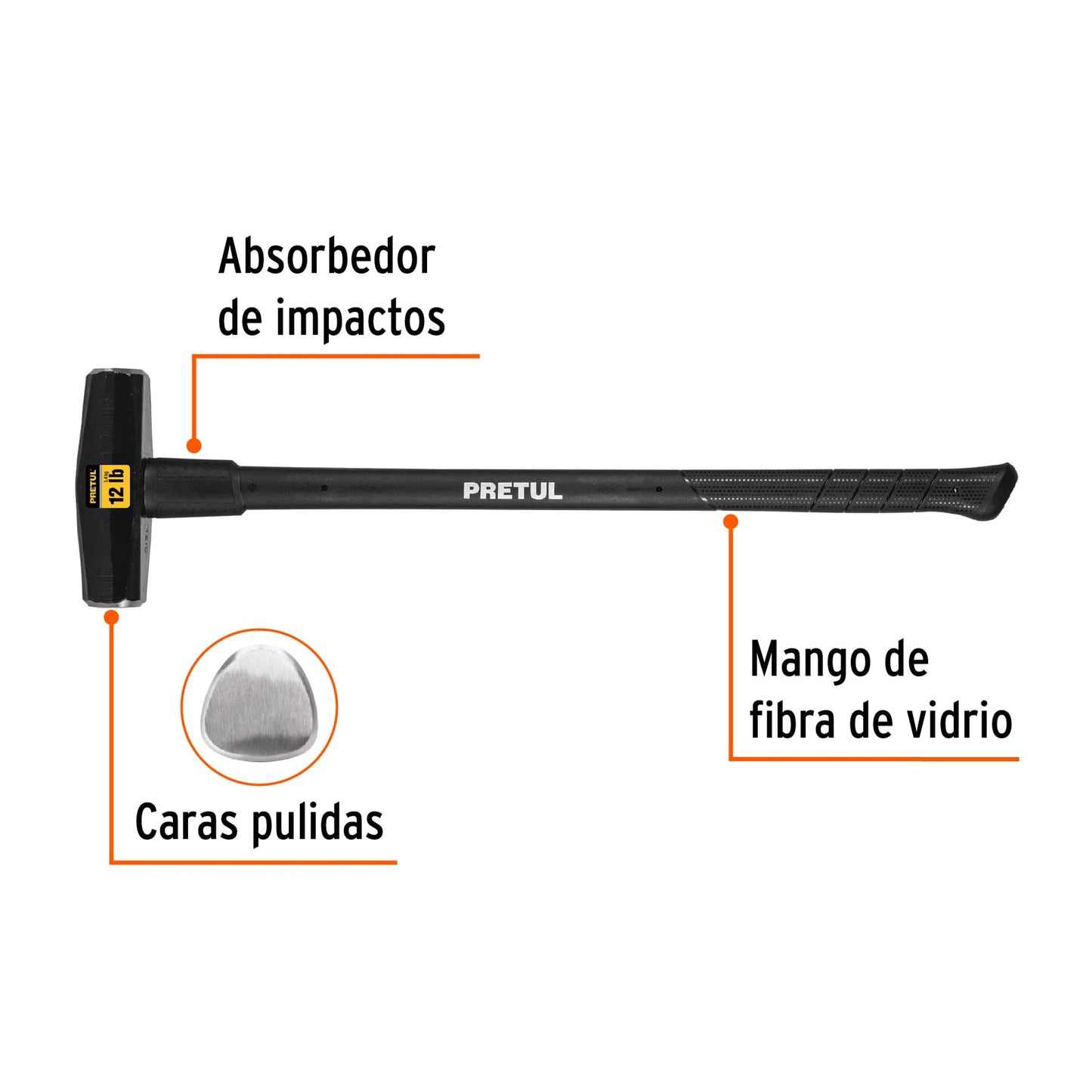 Marro tipo Nevada 12 lbs. mango 36', Pretul | MD-12MP | 22207