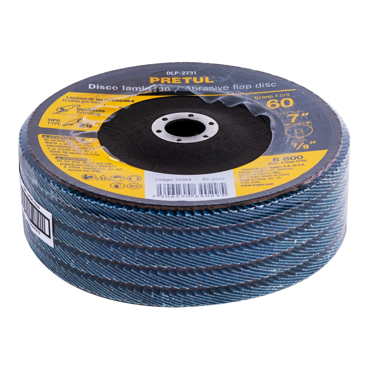 Disco laminado 7', grano 60 centro 7/8', fibra, PRETUL | DLP-2731 | 22354