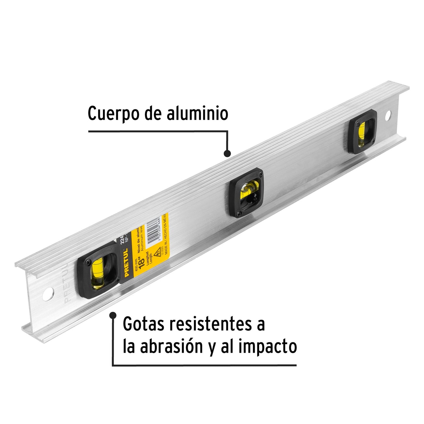 Nivel de 18' con cuerpo de aluminio, Pretul | NP-18P | 22458