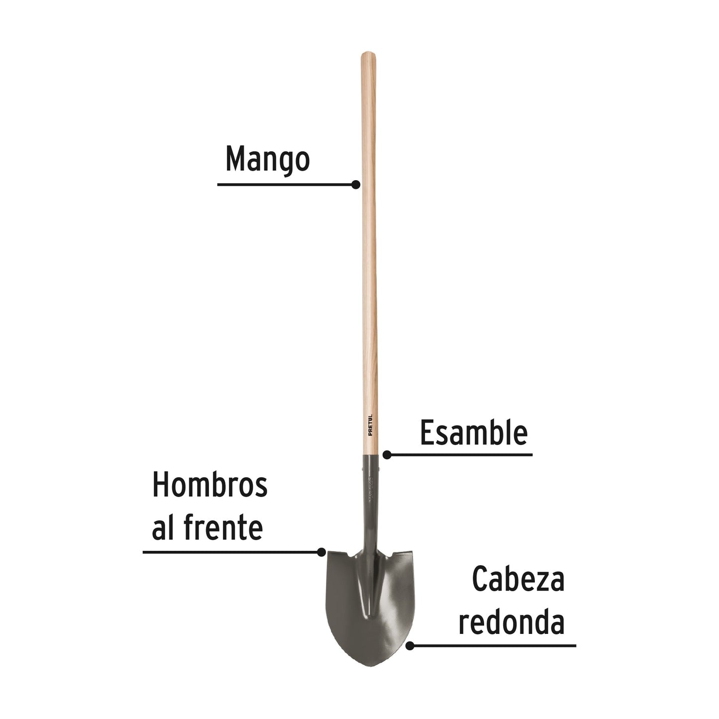 Pala redonda mango largo 44', Pretul | PRD-L | 22507