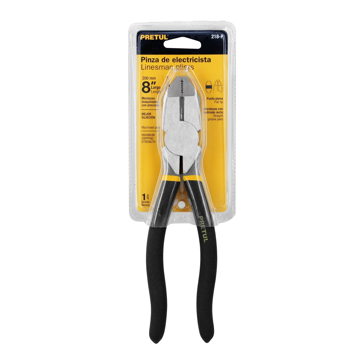 Pinza para electricista 8' uso rudo, mango de PVC, Pretul | 218-P | 22606