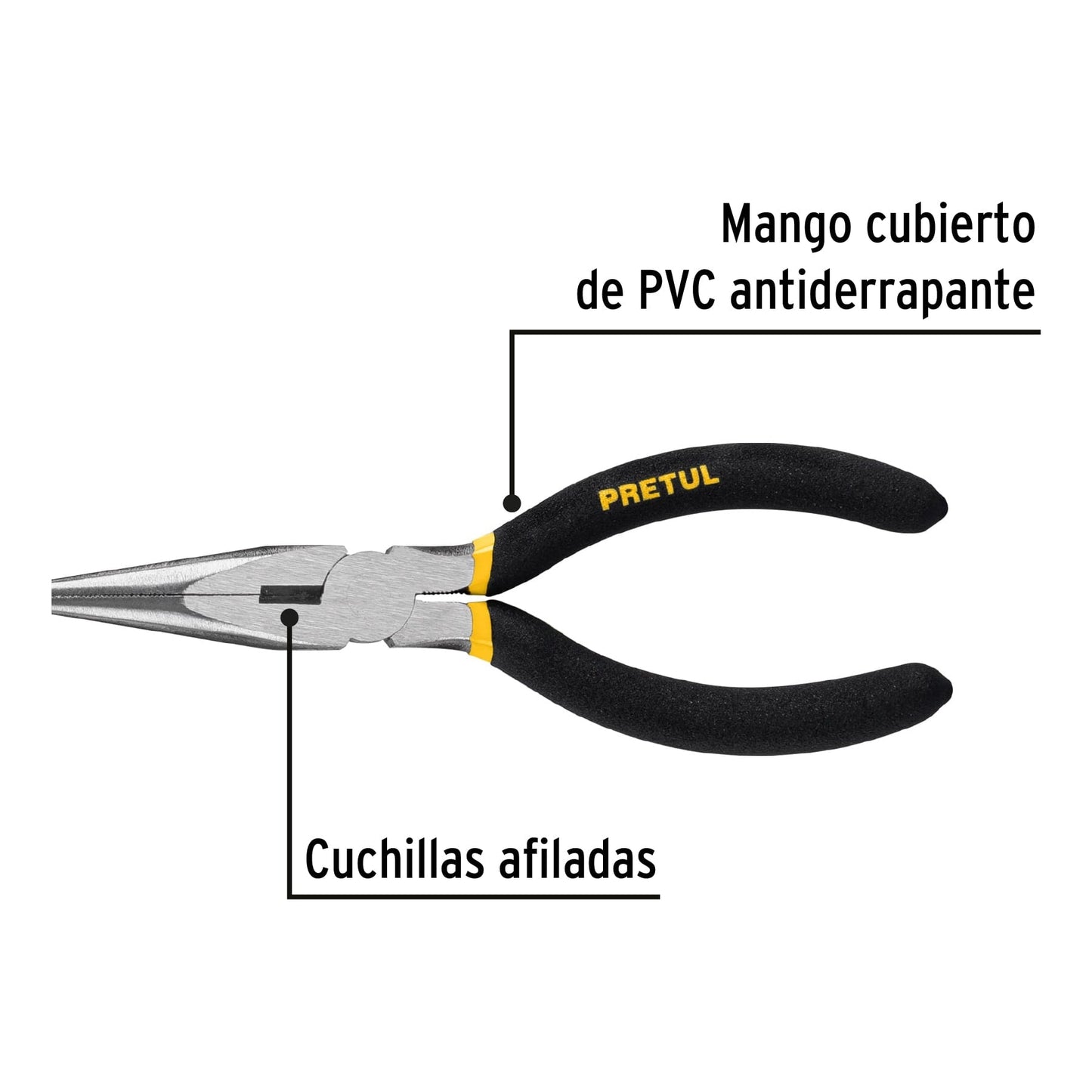 Pinza de punta y corte 6' mango de PVC, Pretul | PPC-6P | 22624