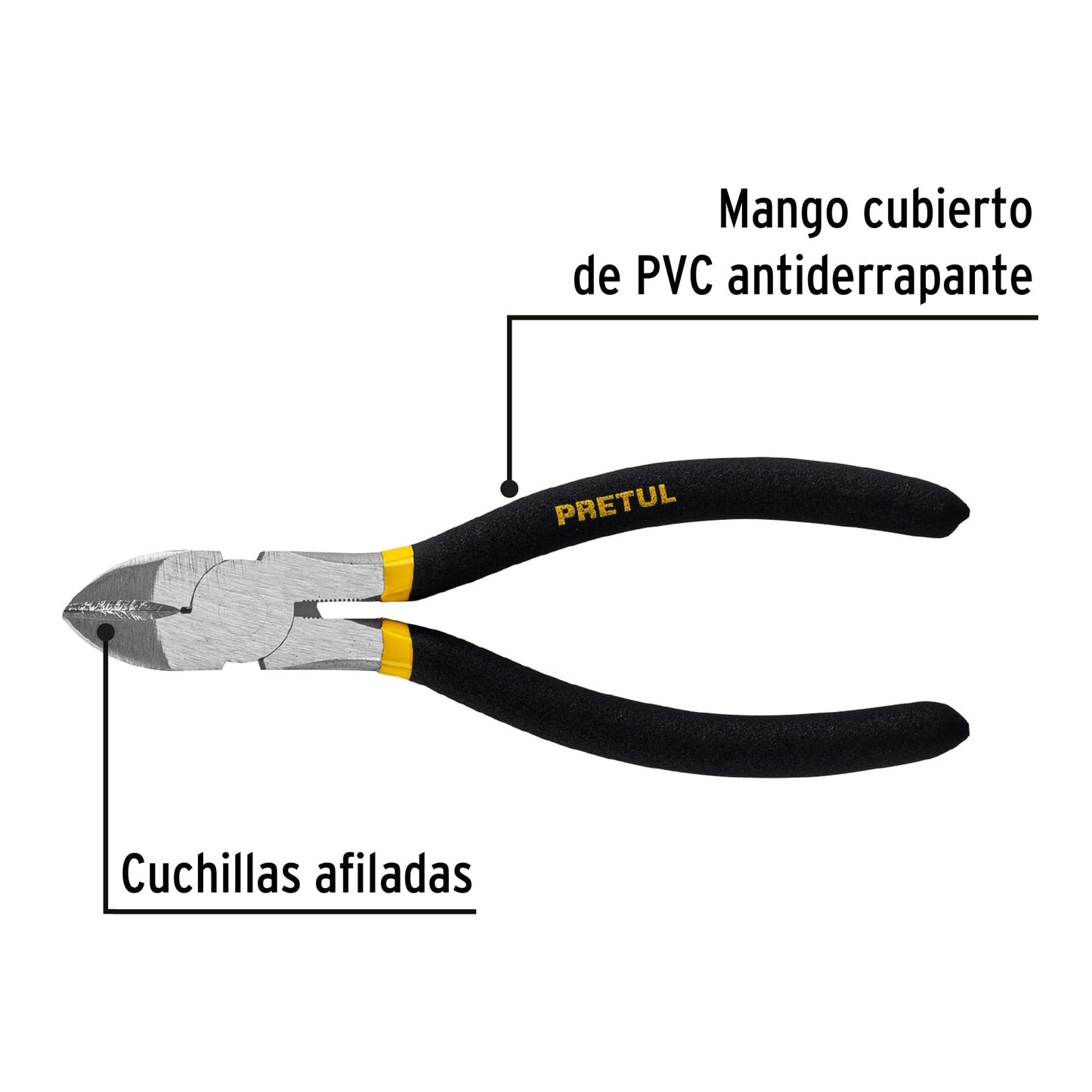 Pinza de corte diagonal 6' mango de PVC, Pretul | PCD-6P | 22636