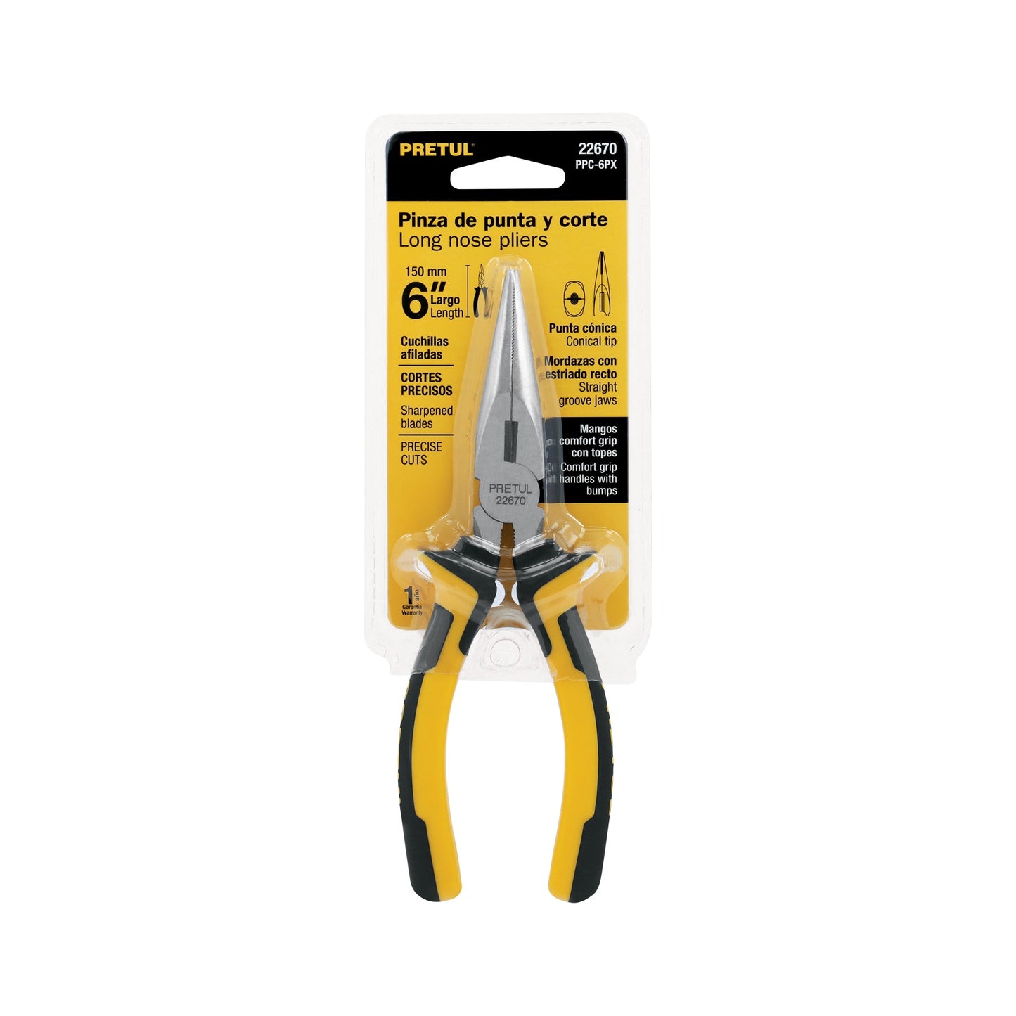 Pinza de punta y corte 6' mango Comfort Grip, Pretul | PPC-6PX | 22670