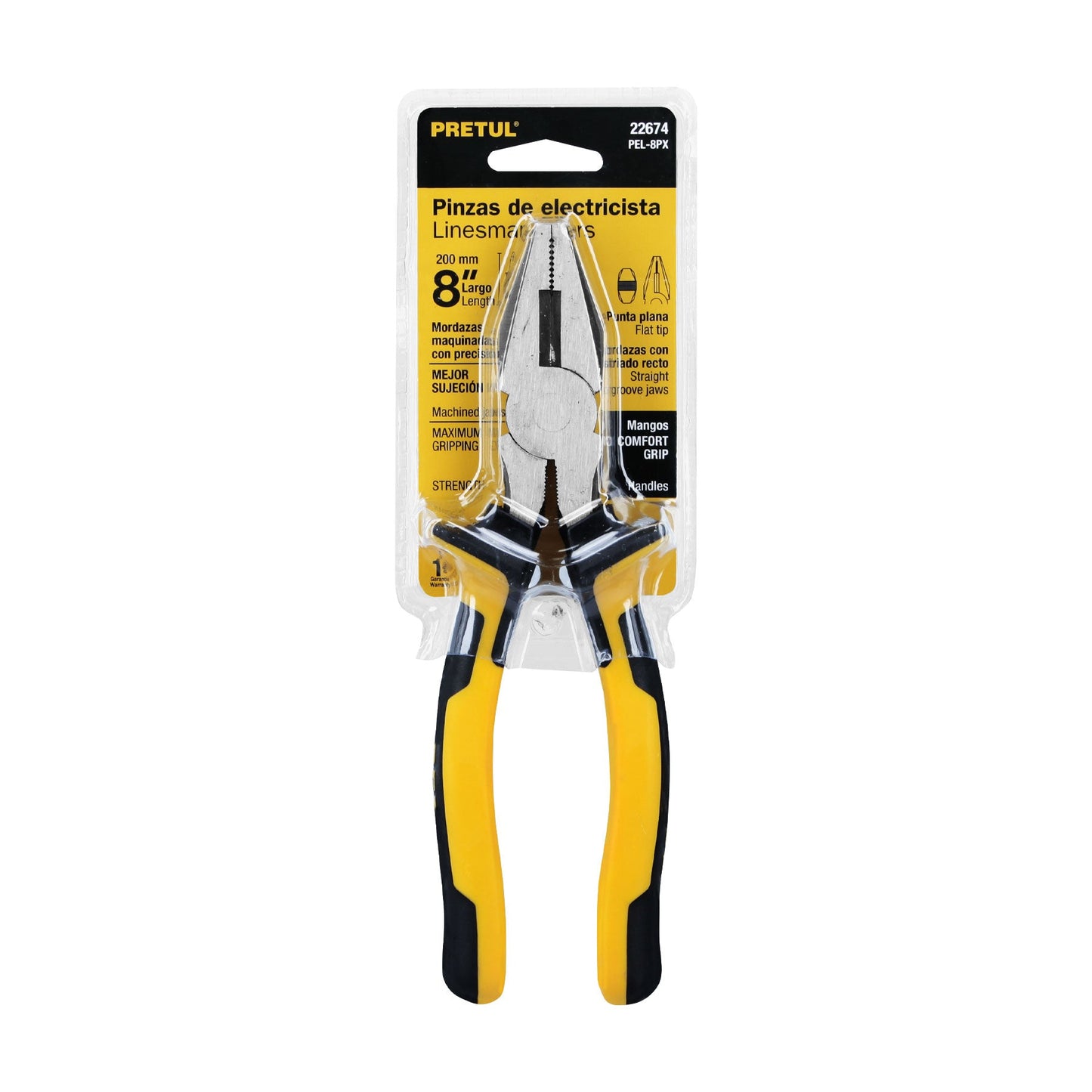 Pinza para electricista 8' mango Comfort Grip, Pretul | PEL-8PX | 22674