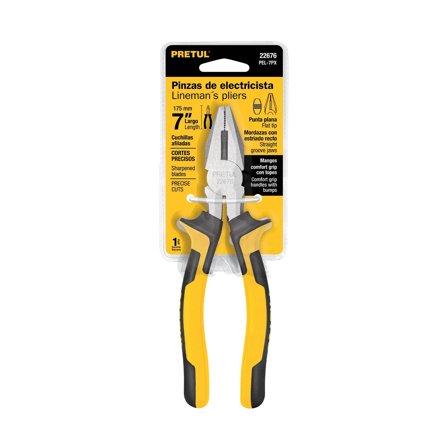 Pinza para electricista 7' mango Comfort Grip, Pretul | PEL-7PX | 22676
