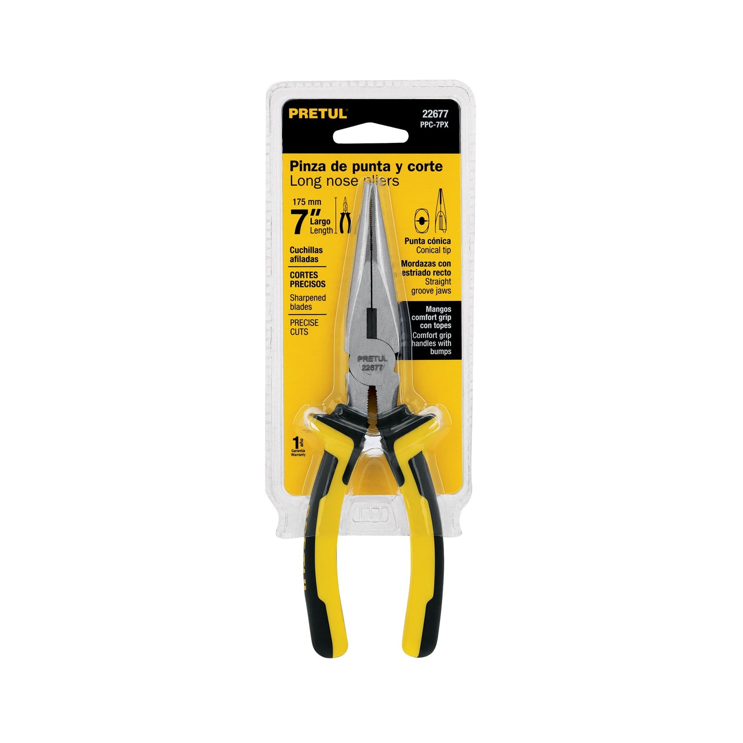 Pinza de punta y corte 7' mango Comfort Grip, Pretul | PPC-7PX | 22677