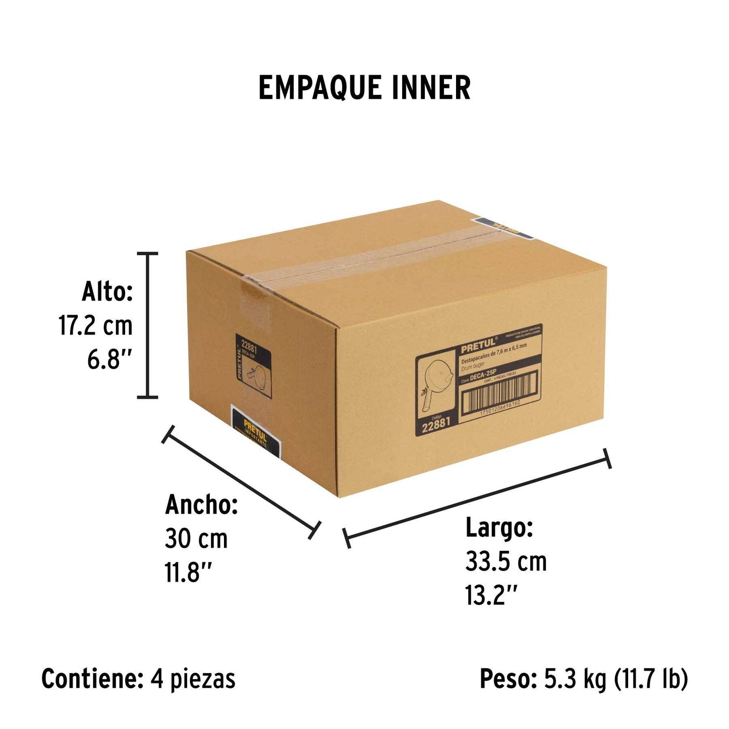 Destapacaños de 7.6 m manual con mango, Pretul | DECA-25P | 22881