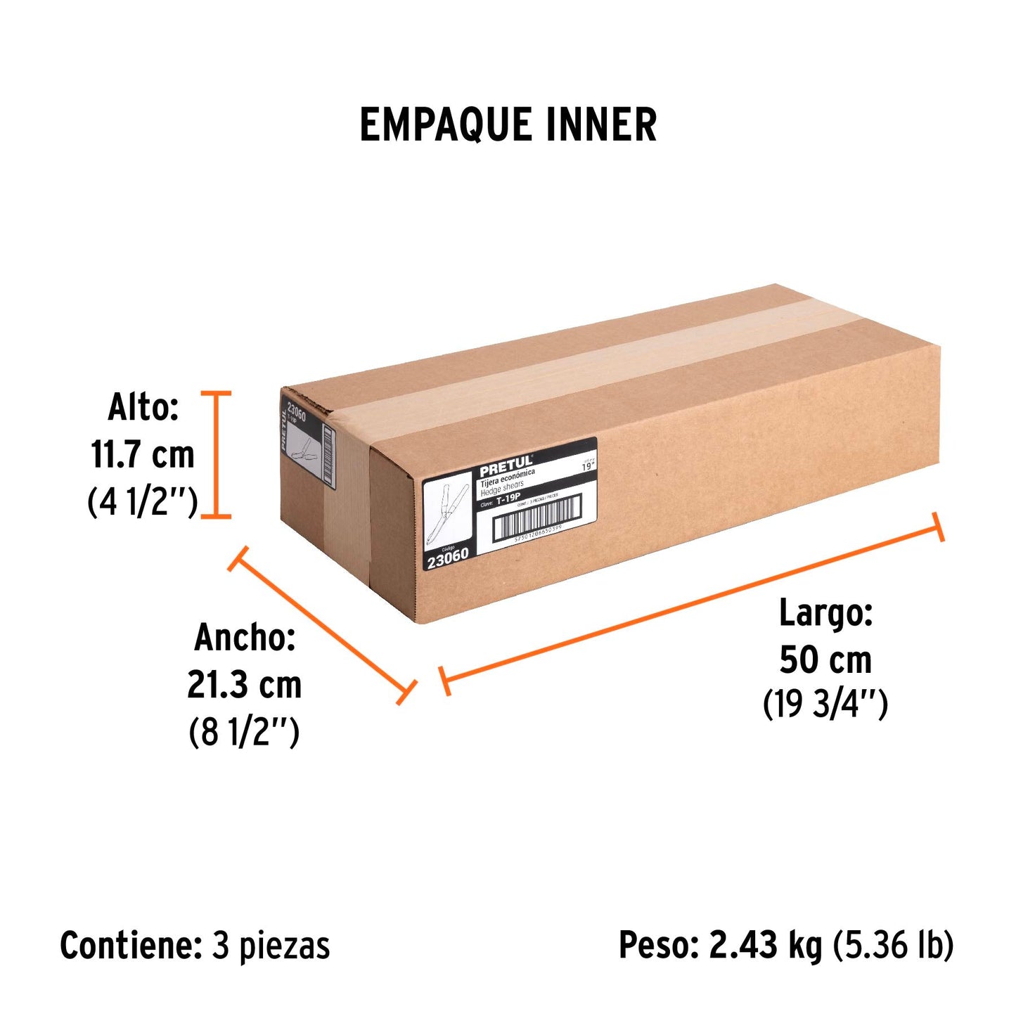 Tijera para poda 49 cm, mgos de madera, PRETUL | T-19P | 23060