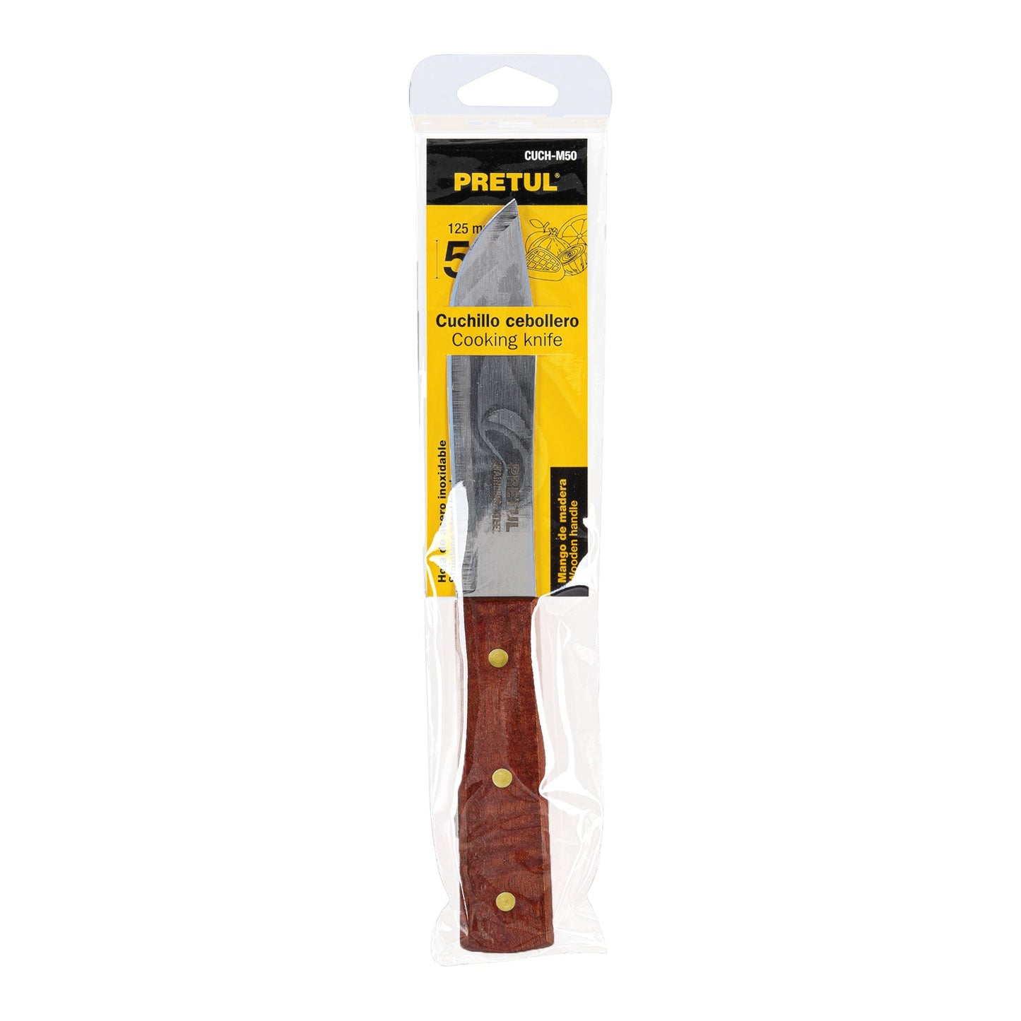 Cuchillo cebollero 5' mango de madera, Pretul | CUCH-M50 | 23075