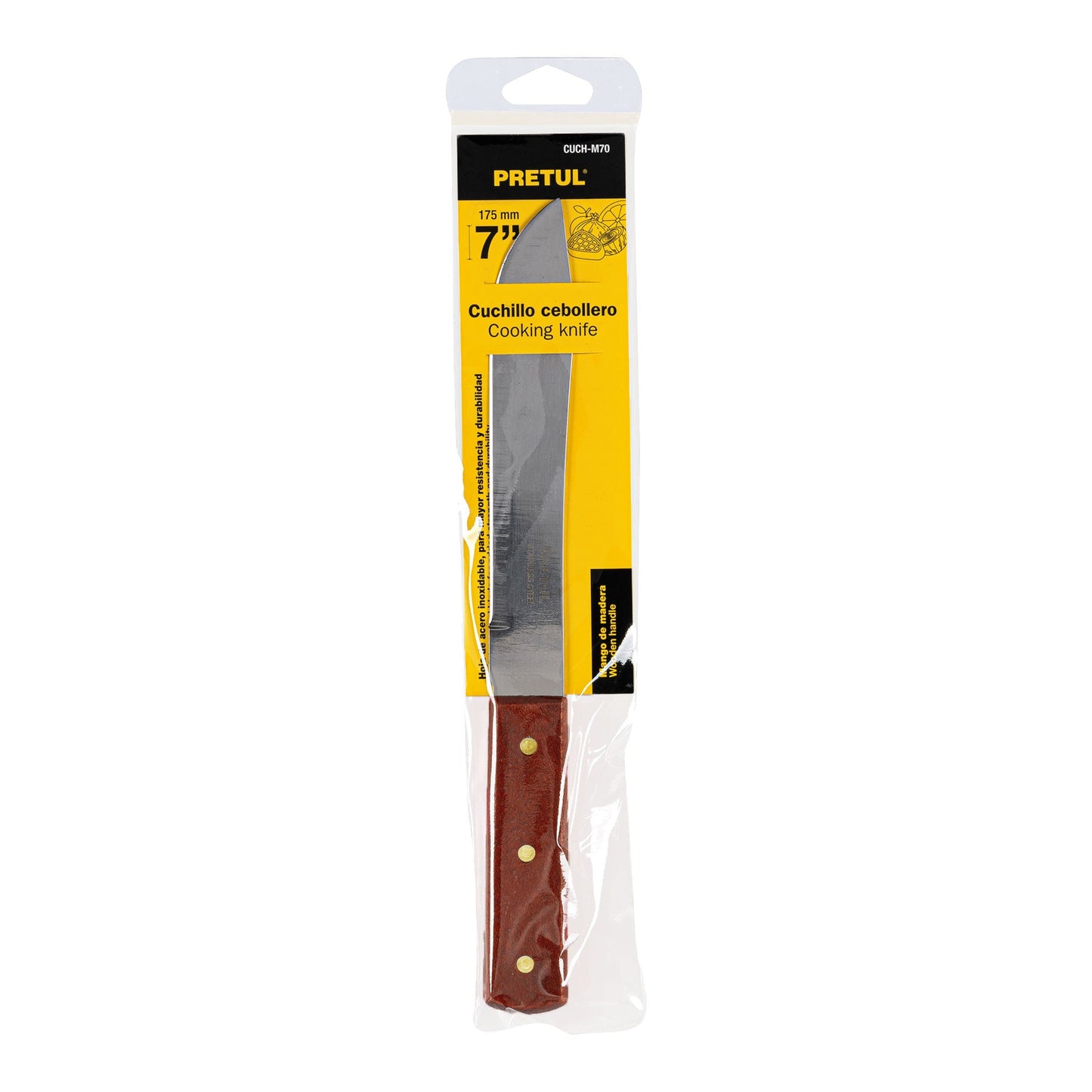 Cuchillo cebollero 7' mango de madera, Pretul | CUCH-M70 | 23077